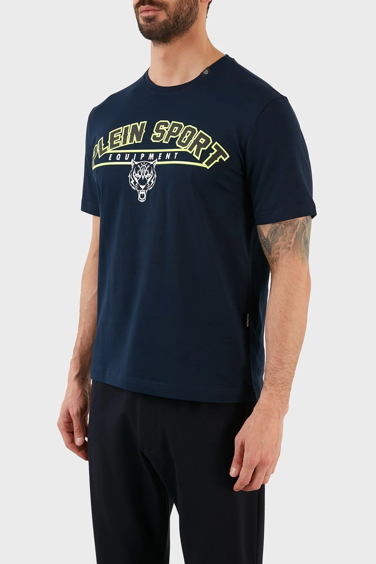 Plein Sport Logolu Bisiklet Yaka % 100 Pamuk Erkek T Shirt TIPS114TN85 LACİVERT - 3