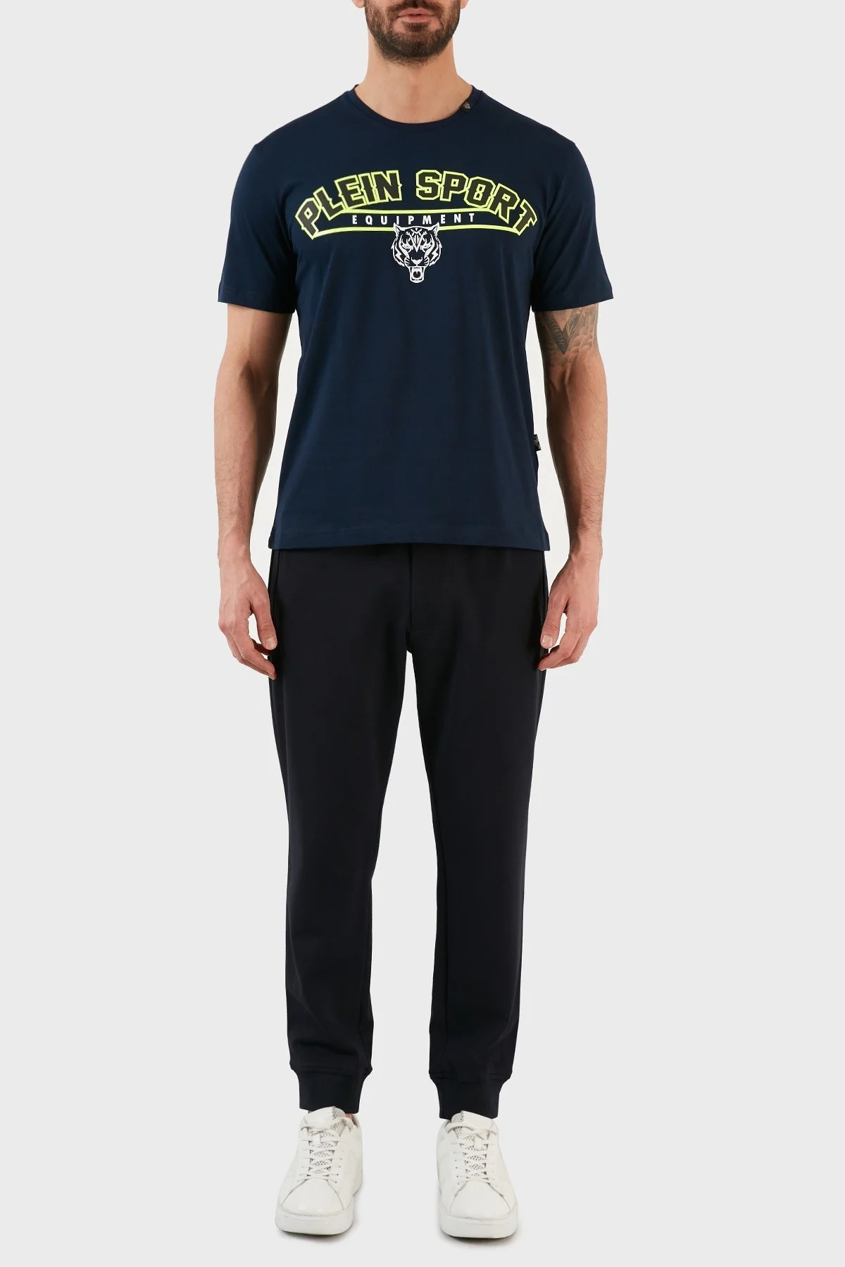 Plein Sport Logolu Bisiklet Yaka % 100 Pamuk Erkek T Shirt TIPS114TN85 LACİVERT - 5