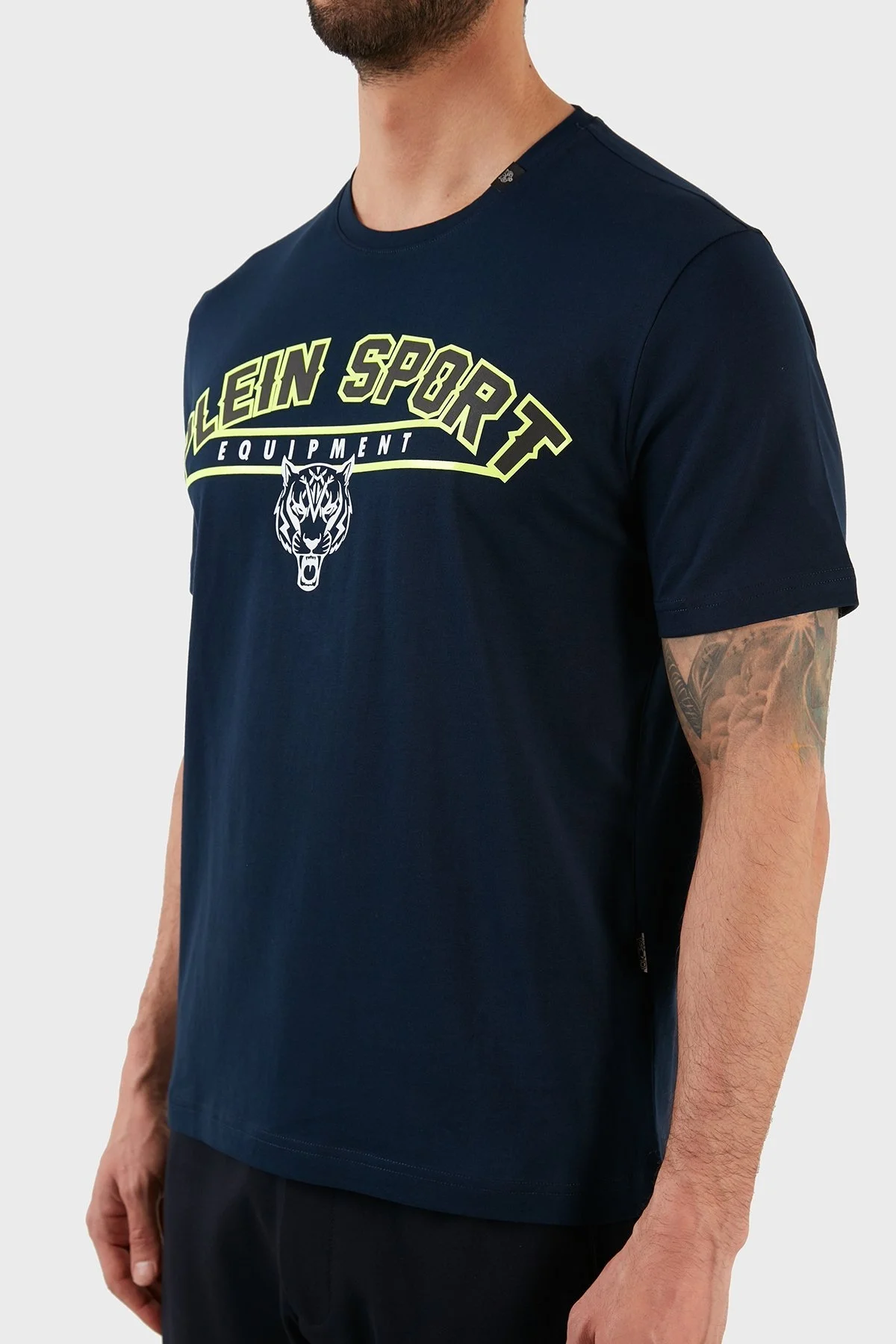 Plein Sport Logolu Bisiklet Yaka % 100 Pamuk Erkek T Shirt TIPS114TN85 LACİVERT - 6
