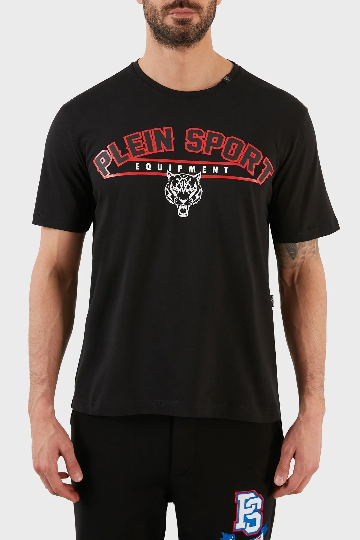 Plein Sport Logolu Bisiklet Yaka % 100 Pamuk Erkek T Shirt TIPS114TN99 SİYAH - 1