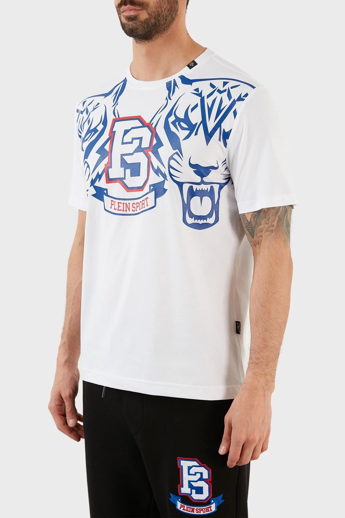 Plein Sport Logolu Bisiklet Yaka % 100 Pamuk Erkek T Shirt TIPS119TN01 BEYAZ - 2