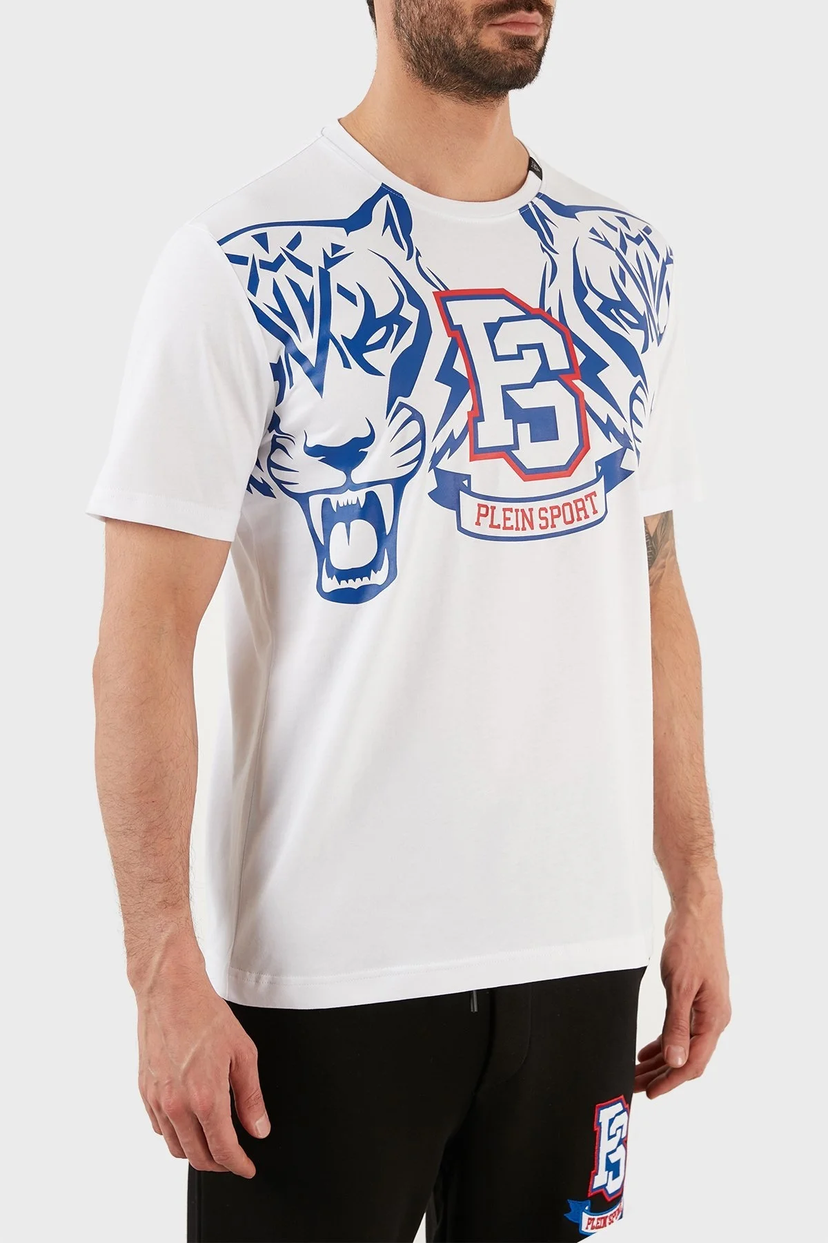 Plein Sport Logolu Bisiklet Yaka % 100 Pamuk Erkek T Shirt TIPS119TN01 BEYAZ - 4