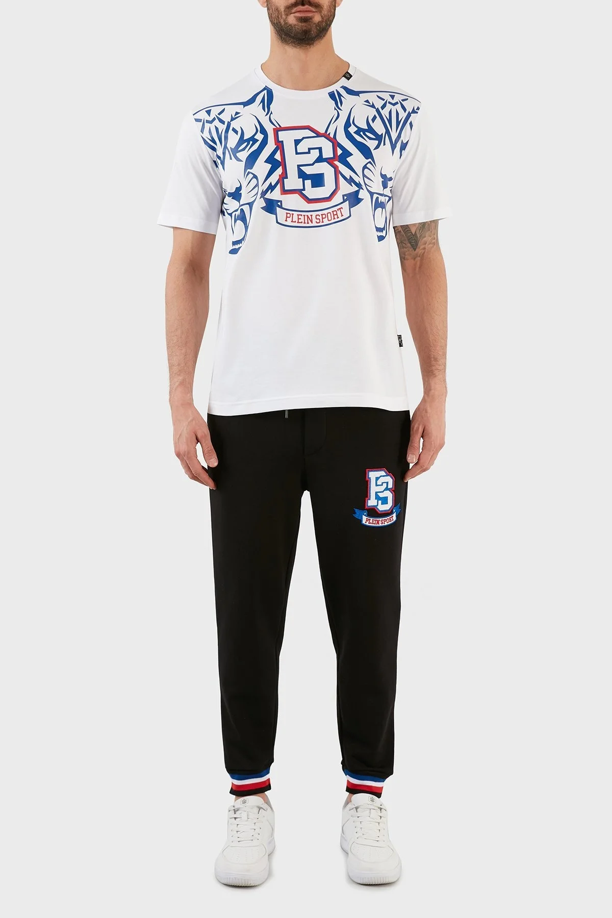 Plein Sport Logolu Bisiklet Yaka % 100 Pamuk Erkek T Shirt TIPS119TN01 BEYAZ - 5