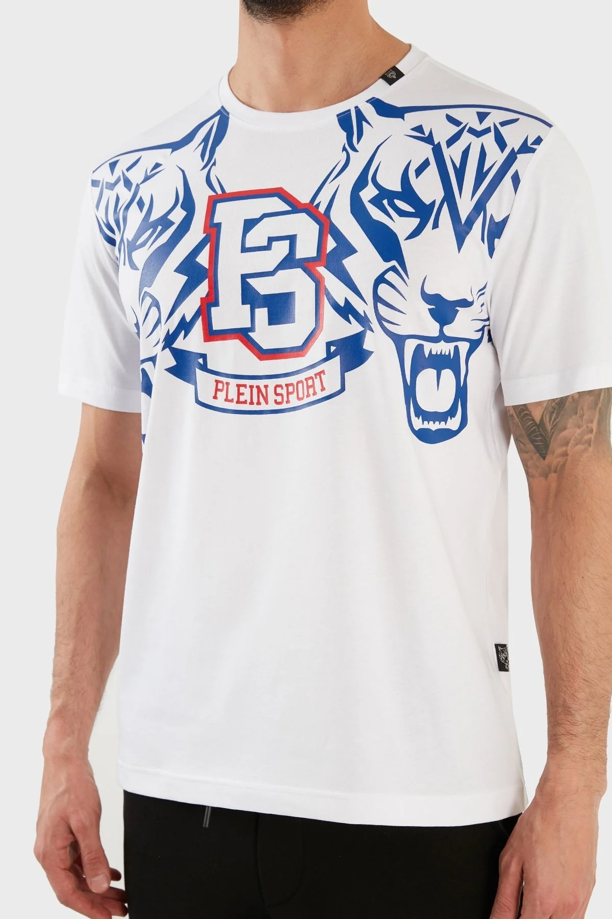 Plein Sport Logolu Bisiklet Yaka % 100 Pamuk Erkek T Shirt TIPS119TN01 BEYAZ - 6