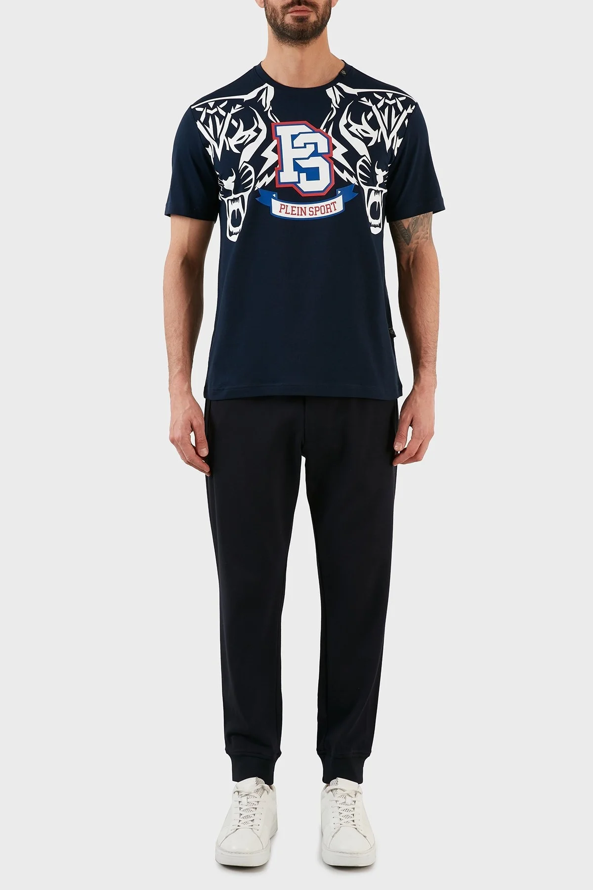 Plein Sport Logolu Bisiklet Yaka % 100 Pamuk Erkek T Shirt TIPS119TN85 LACİVERT - 5