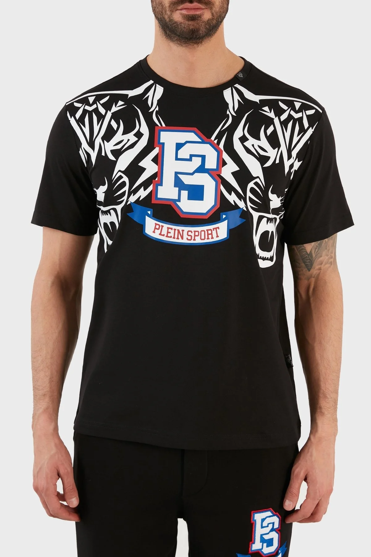 Plein Sport Logolu Bisiklet Yaka % 100 Pamuk Erkek T Shirt TIPS119TN99 SİYAH - 1