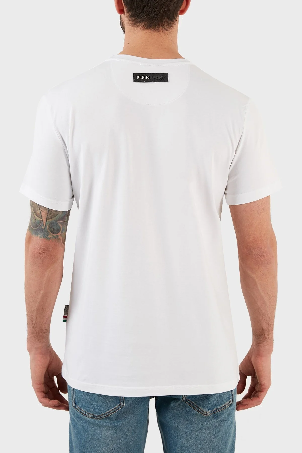 Plein Sport Logolu Bisiklet Yaka Pamuklu Erkek T Shirt TIPS101IT01 BEYAZ - 7