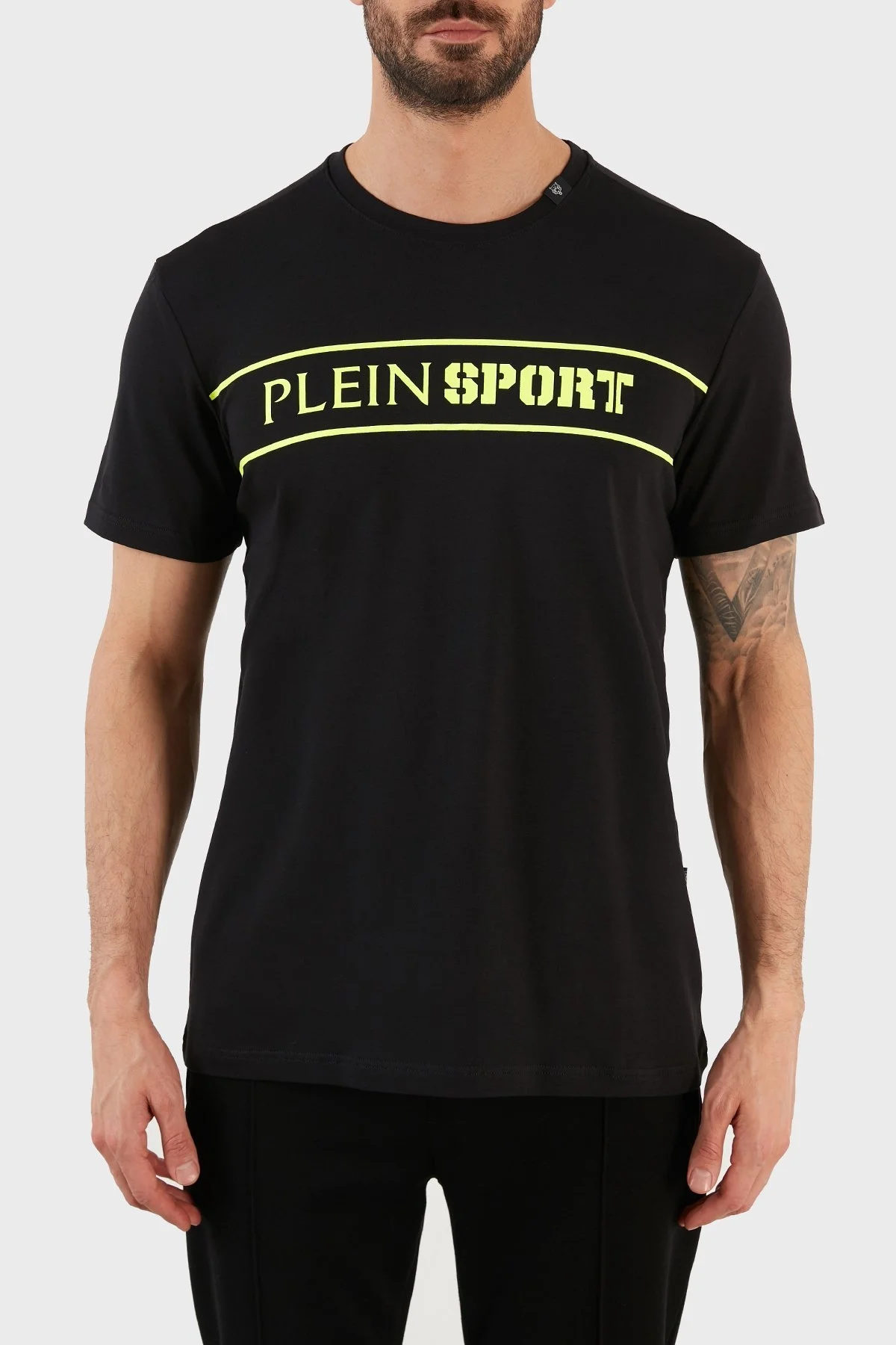 Plein Sport Logolu Bisiklet Yaka Pamuklu Erkek T Shirt TIPS101IT99 SİYAH - 1