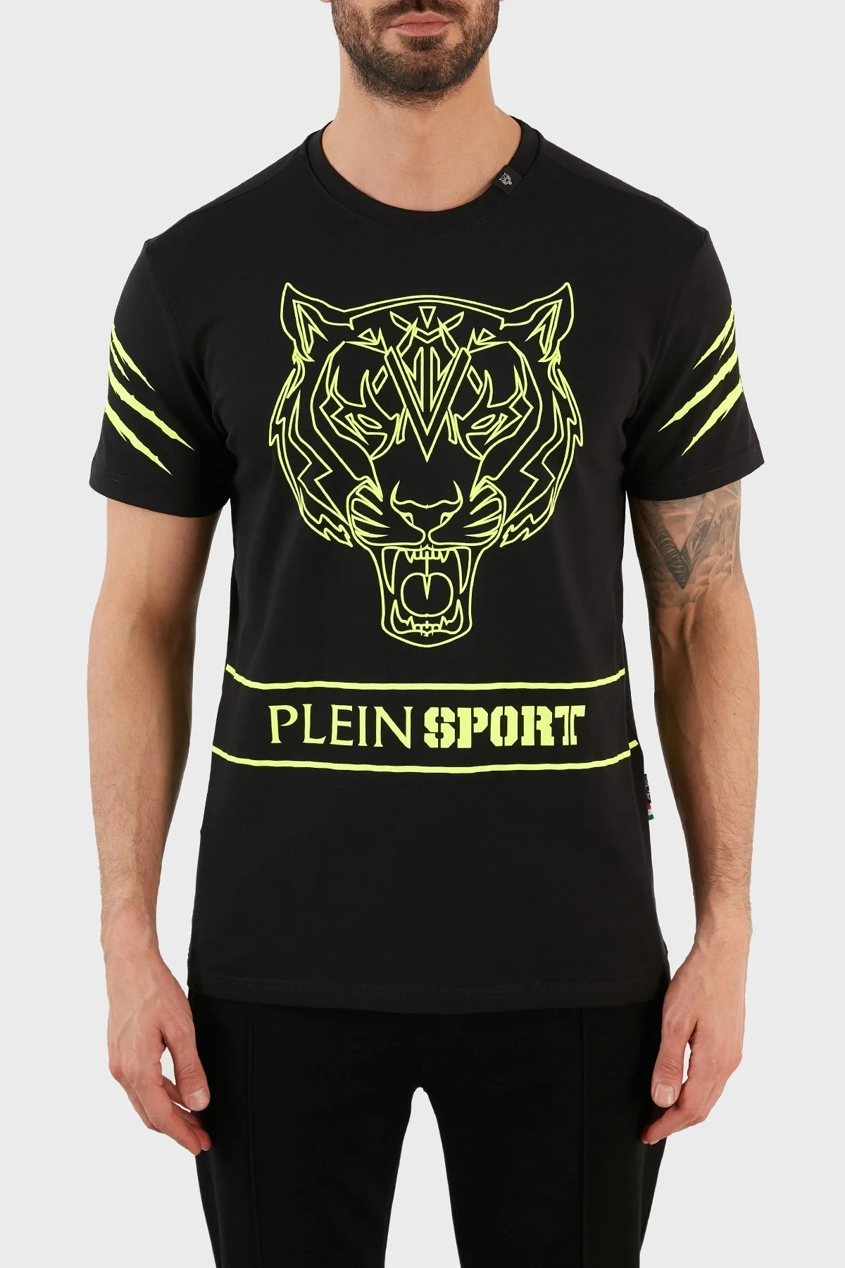 Plein Sport Logolu Bisiklet Yaka Pamuklu Erkek T Shirt TIPS102IT99 SİYAH - 1