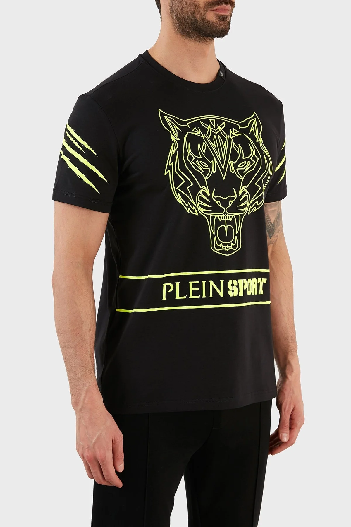 Plein Sport Logolu Bisiklet Yaka Pamuklu Erkek T Shirt TIPS102IT99 SİYAH - 4