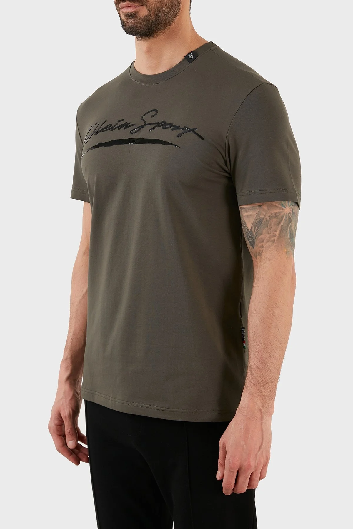 Plein Sport Logolu Bisiklet Yaka Pamuklu Erkek T Shirt TIPS108TN32 HAKİ - 3