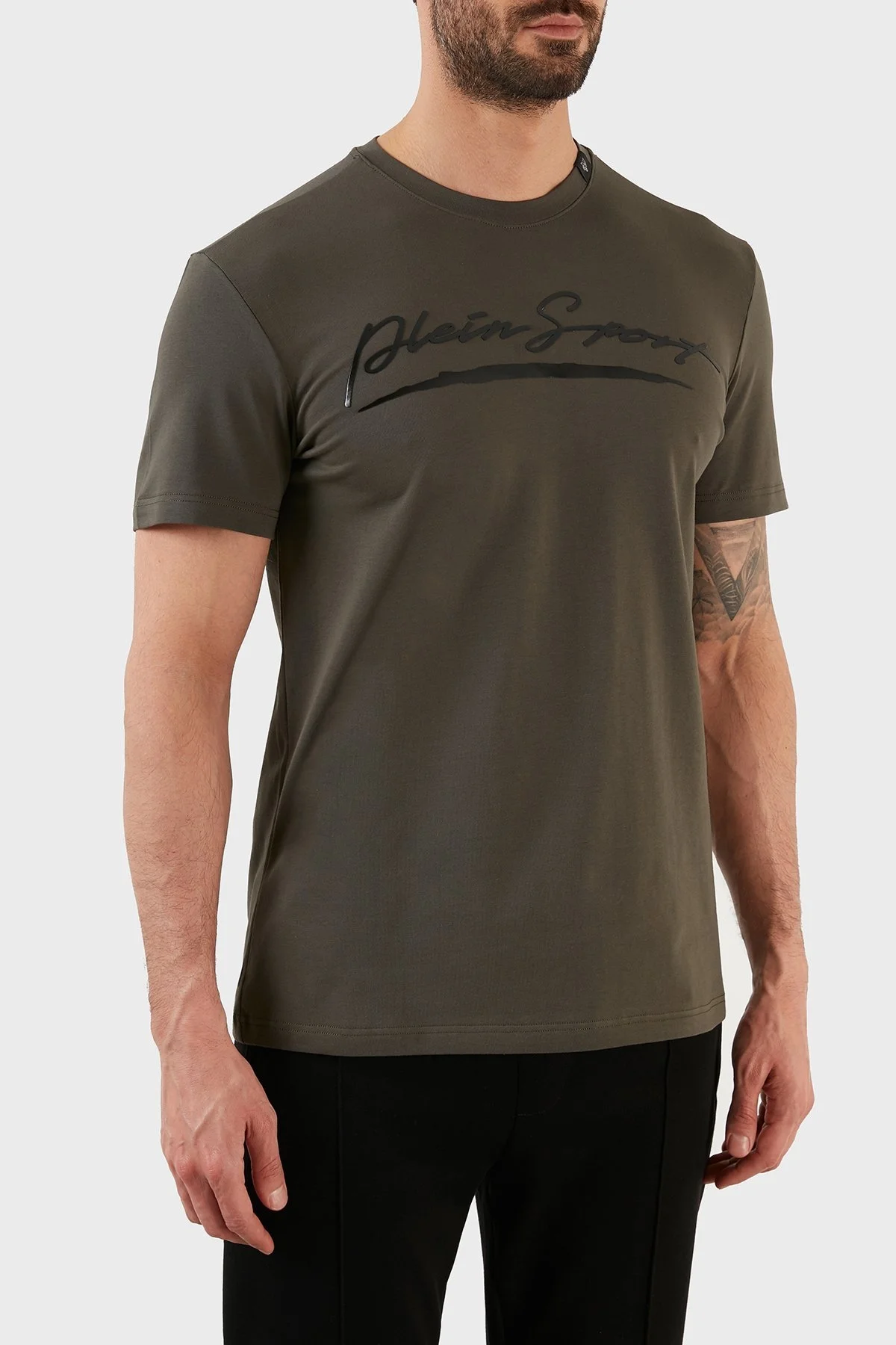 Plein Sport Logolu Bisiklet Yaka Pamuklu Erkek T Shirt TIPS108TN32 HAKİ - 4