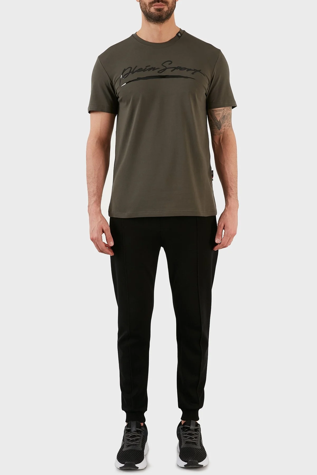 Plein Sport Logolu Bisiklet Yaka Pamuklu Erkek T Shirt TIPS108TN32 HAKİ - 5