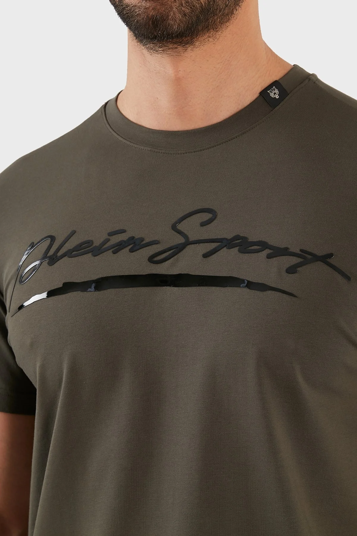 Plein Sport Logolu Bisiklet Yaka Pamuklu Erkek T Shirt TIPS108TN32 HAKİ - 6