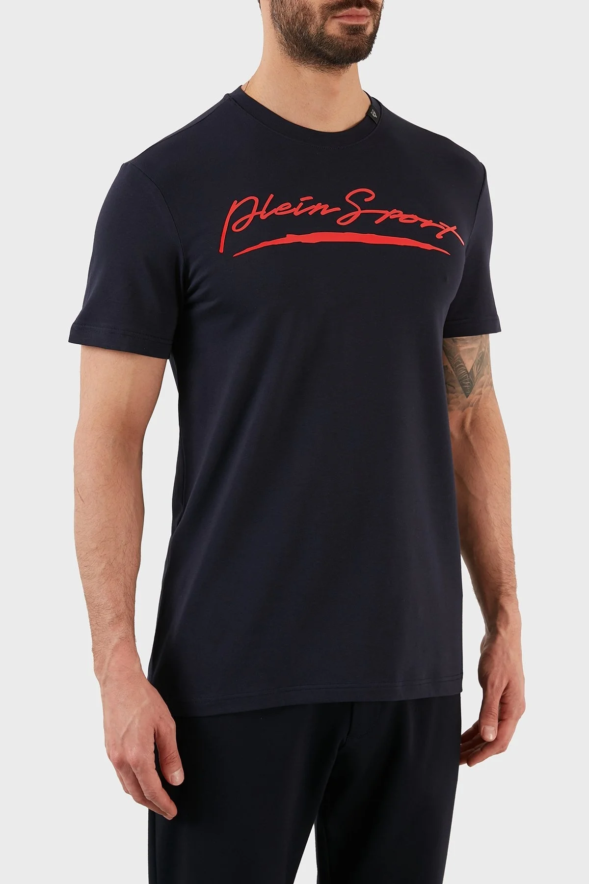 Plein Sport Logolu Bisiklet Yaka Pamuklu Erkek T Shirt TIPS108TN85 LACİVERT - 4