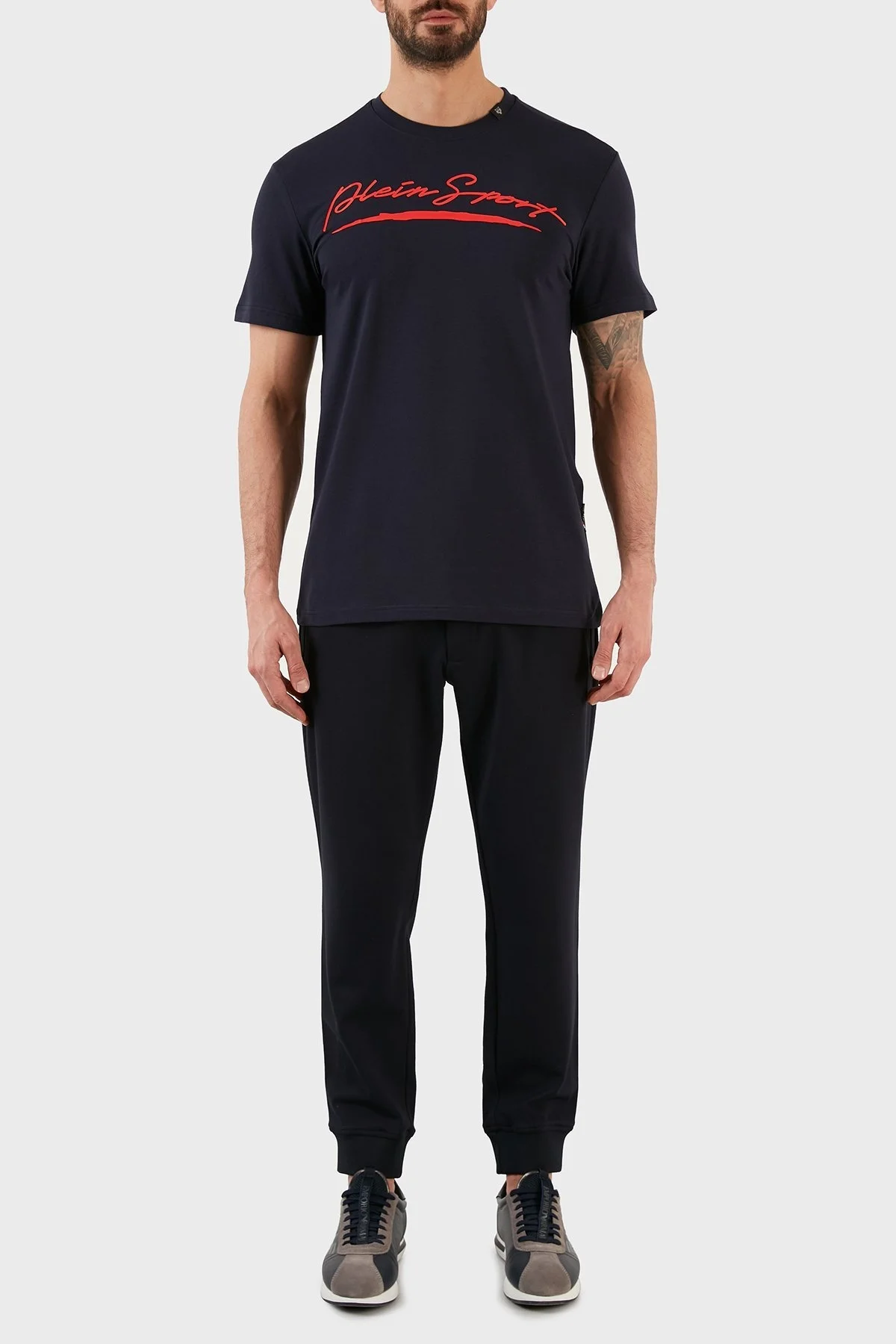 Plein Sport Logolu Bisiklet Yaka Pamuklu Erkek T Shirt TIPS108TN85 LACİVERT - 5