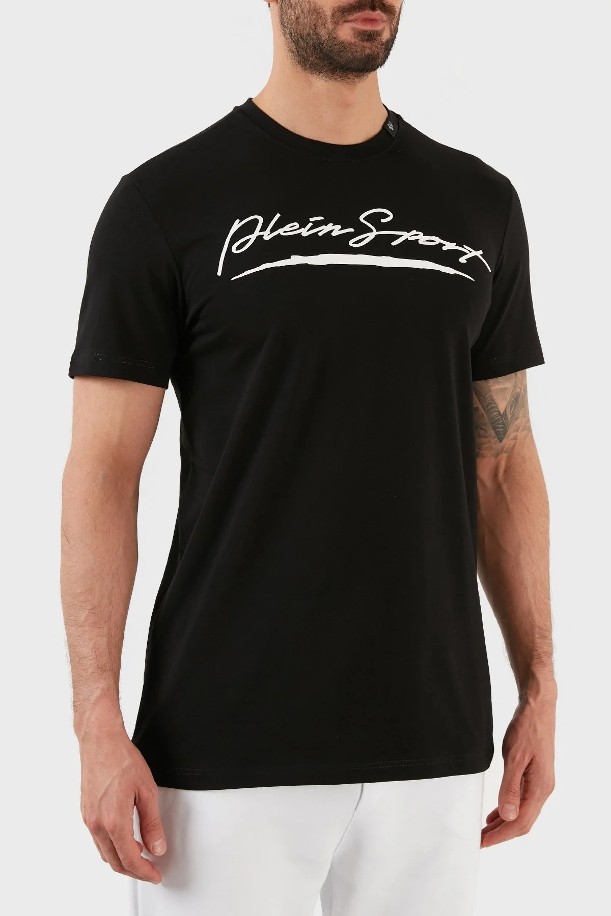 Plein Sport Logolu Bisiklet Yaka Pamuklu Erkek T Shirt TIPS108TN99 SİYAH - 4