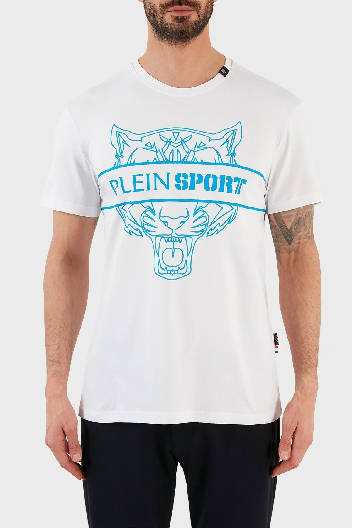 Plein Sport Logolu Bisiklet Yaka Pamuklu Erkek T Shirt TIPS112IT01 BEYAZ - 1