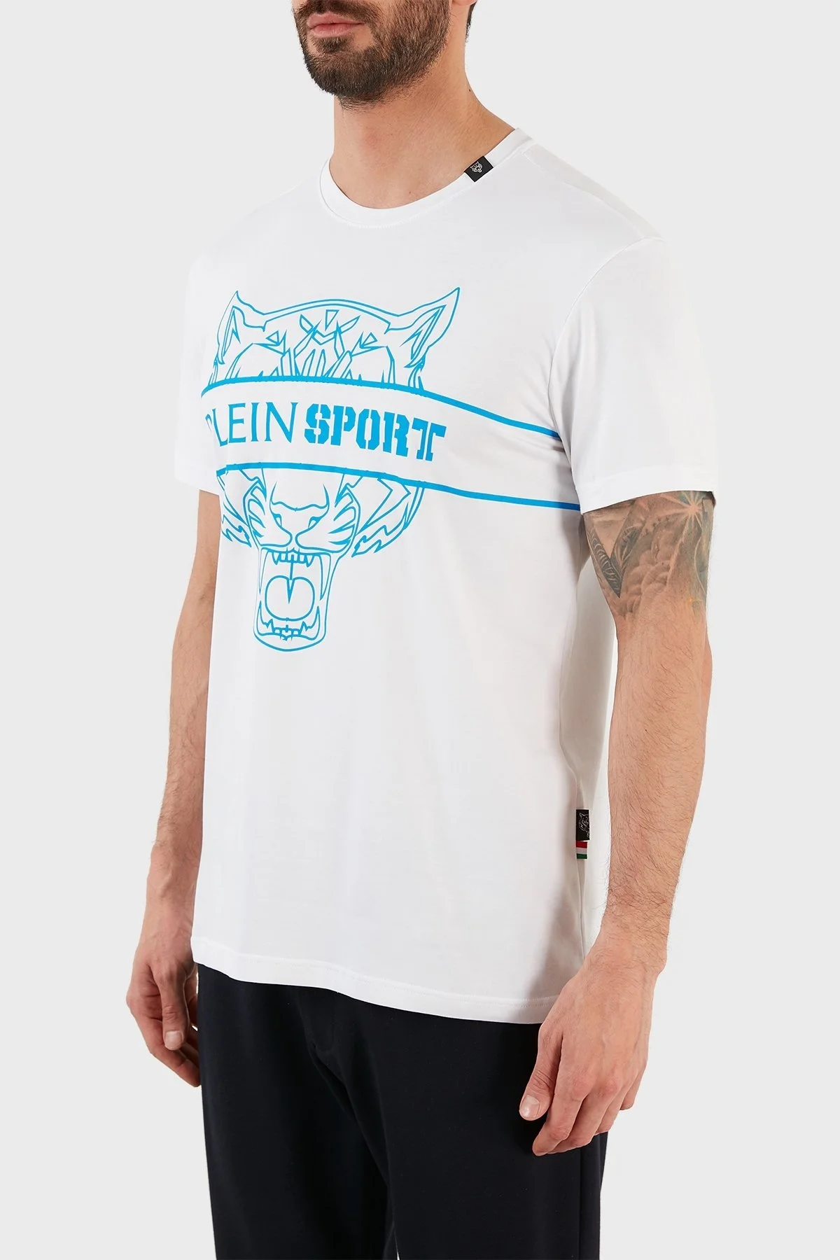 Plein Sport Logolu Bisiklet Yaka Pamuklu Erkek T Shirt TIPS112IT01 BEYAZ - 2