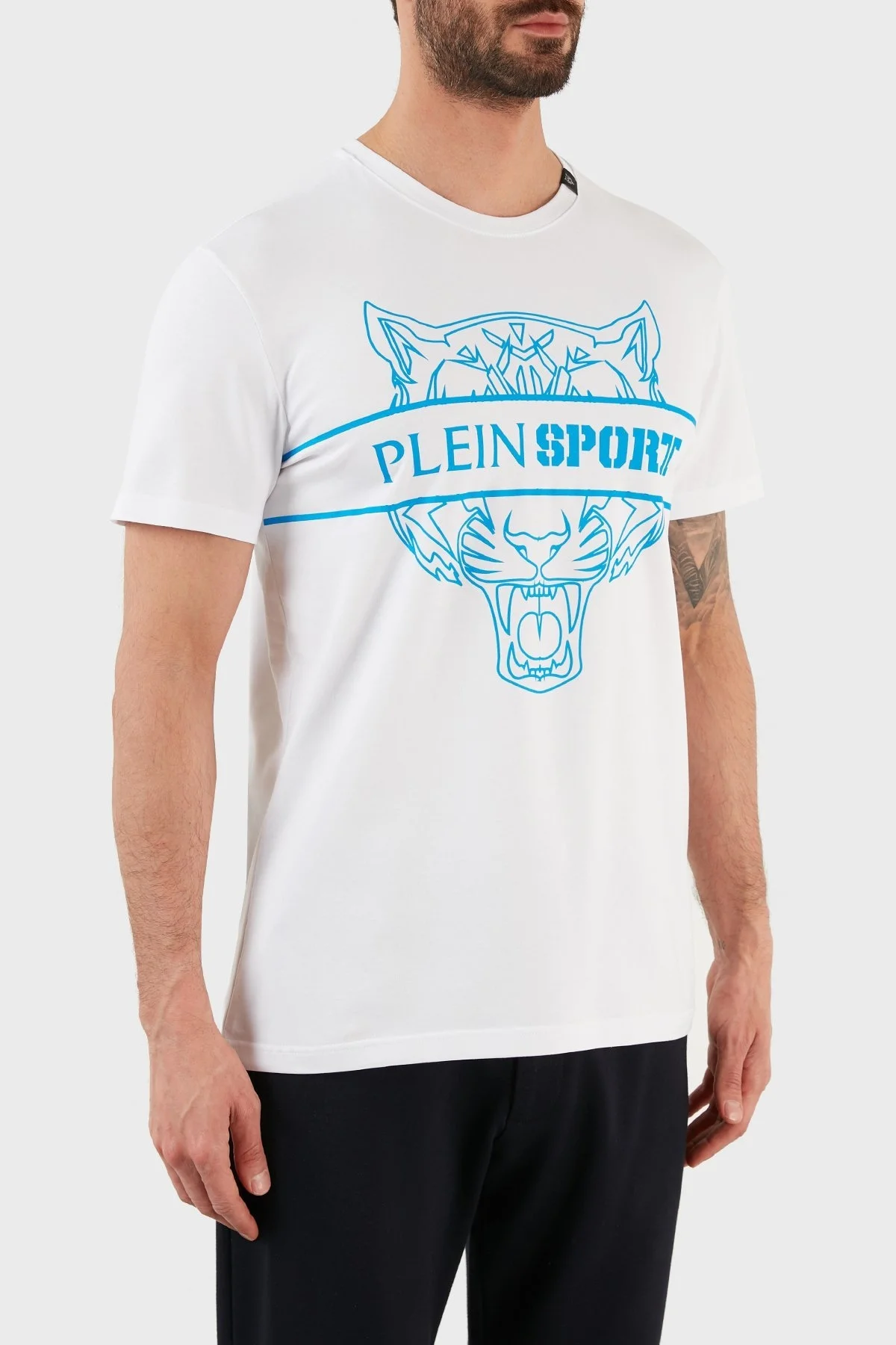 Plein Sport Logolu Bisiklet Yaka Pamuklu Erkek T Shirt TIPS112IT01 BEYAZ - 4
