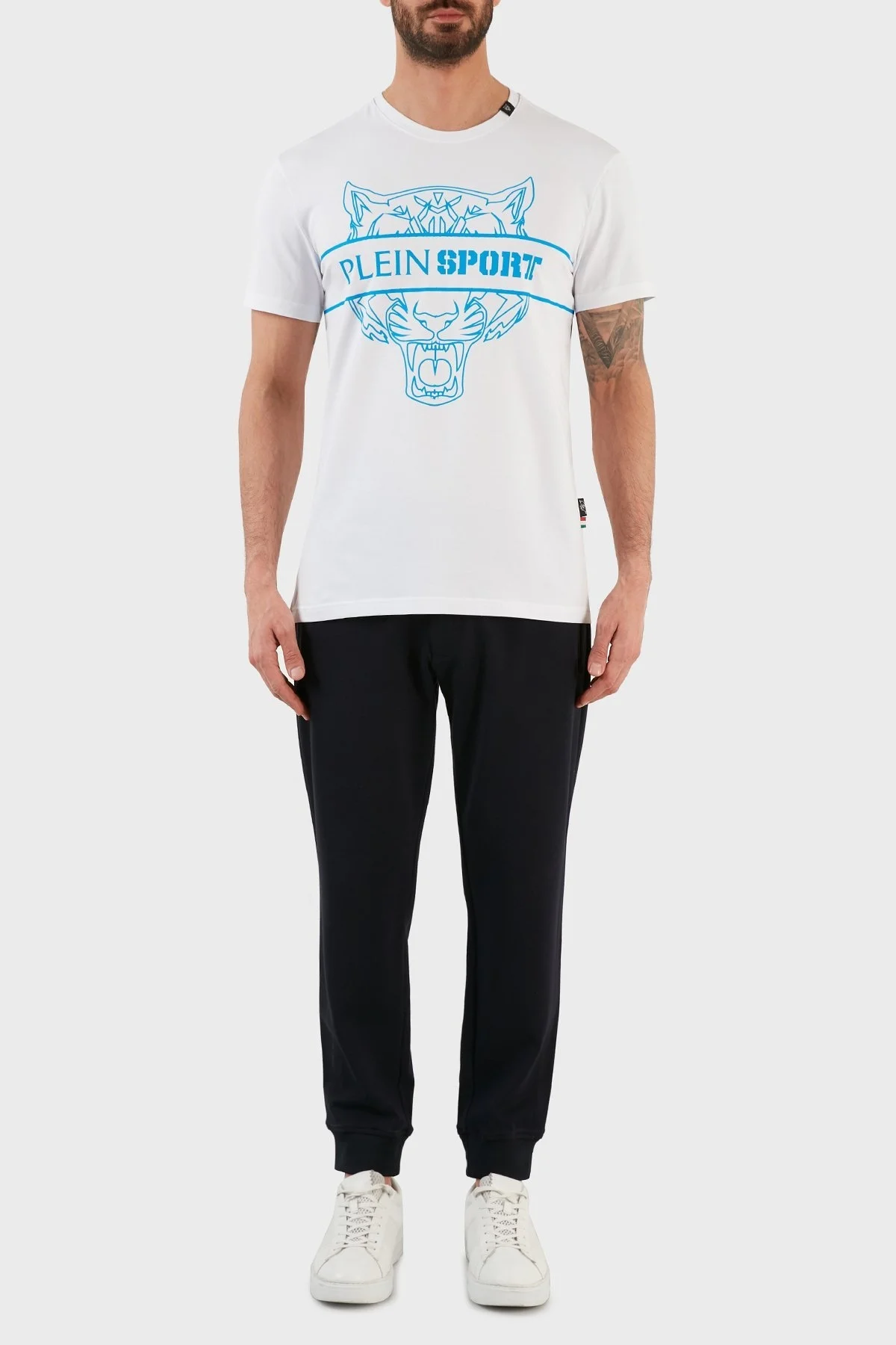 Plein Sport Logolu Bisiklet Yaka Pamuklu Erkek T Shirt TIPS112IT01 BEYAZ - 5