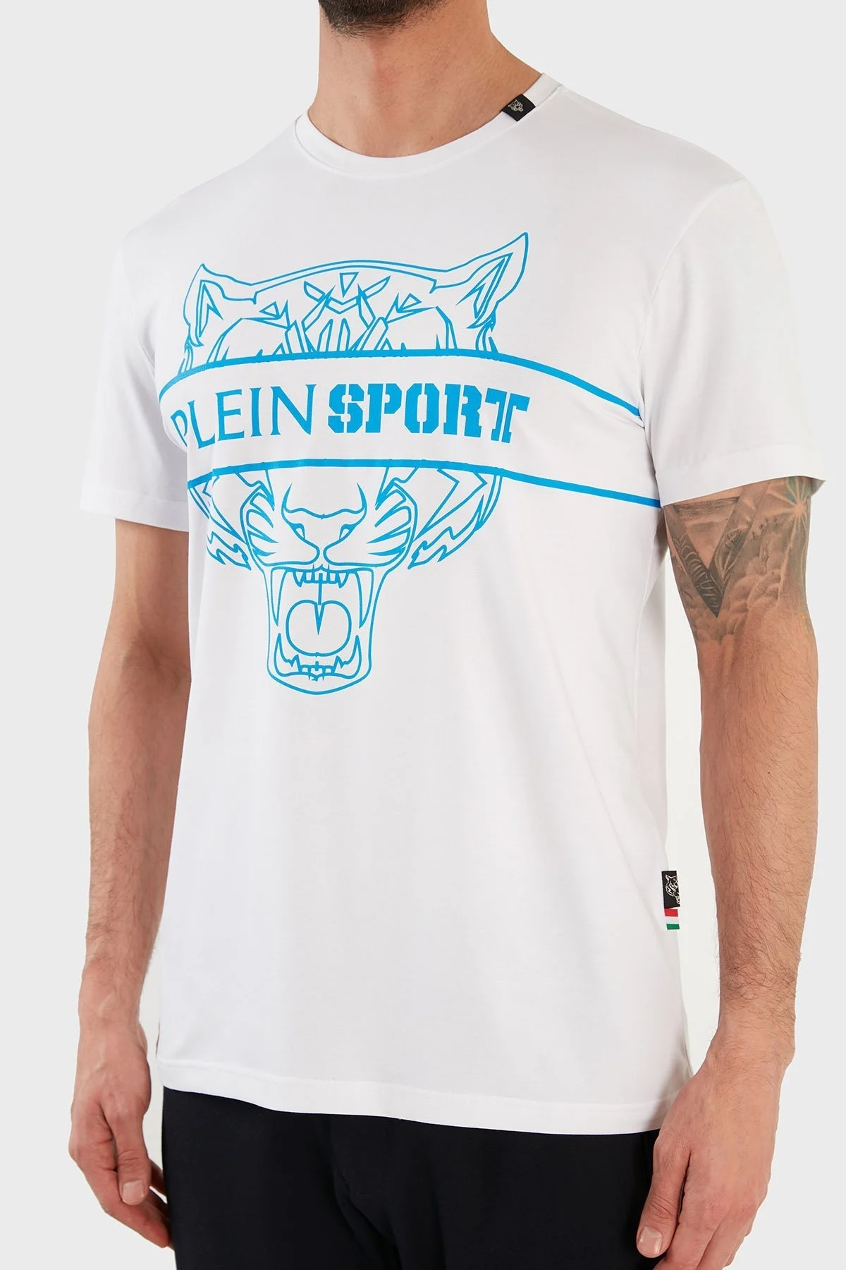 Plein Sport Logolu Bisiklet Yaka Pamuklu Erkek T Shirt TIPS112IT01 BEYAZ - 6