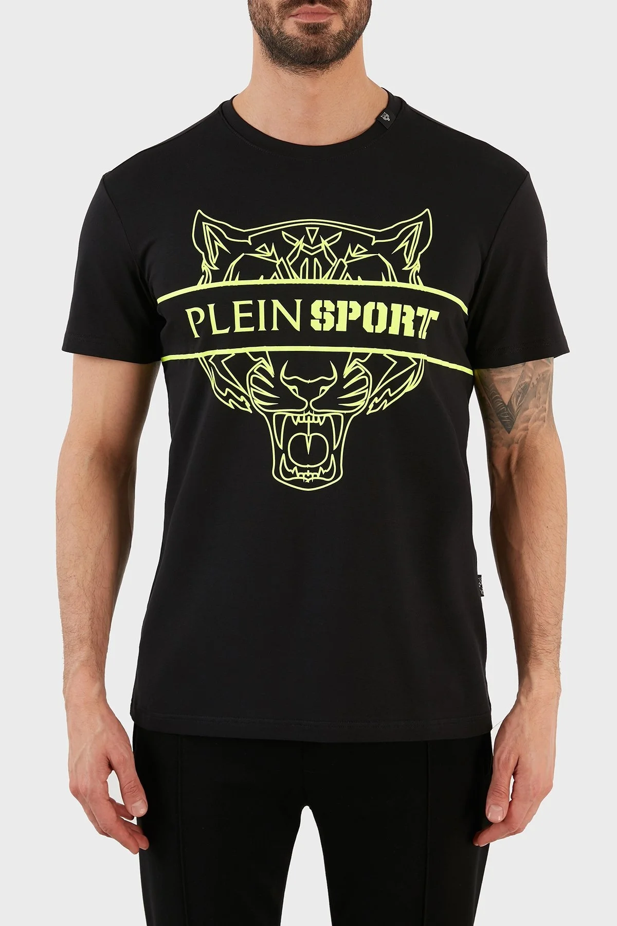 Plein Sport Logolu Bisiklet Yaka Pamuklu Erkek T Shirt TIPS112IT99 SİYAH - 1