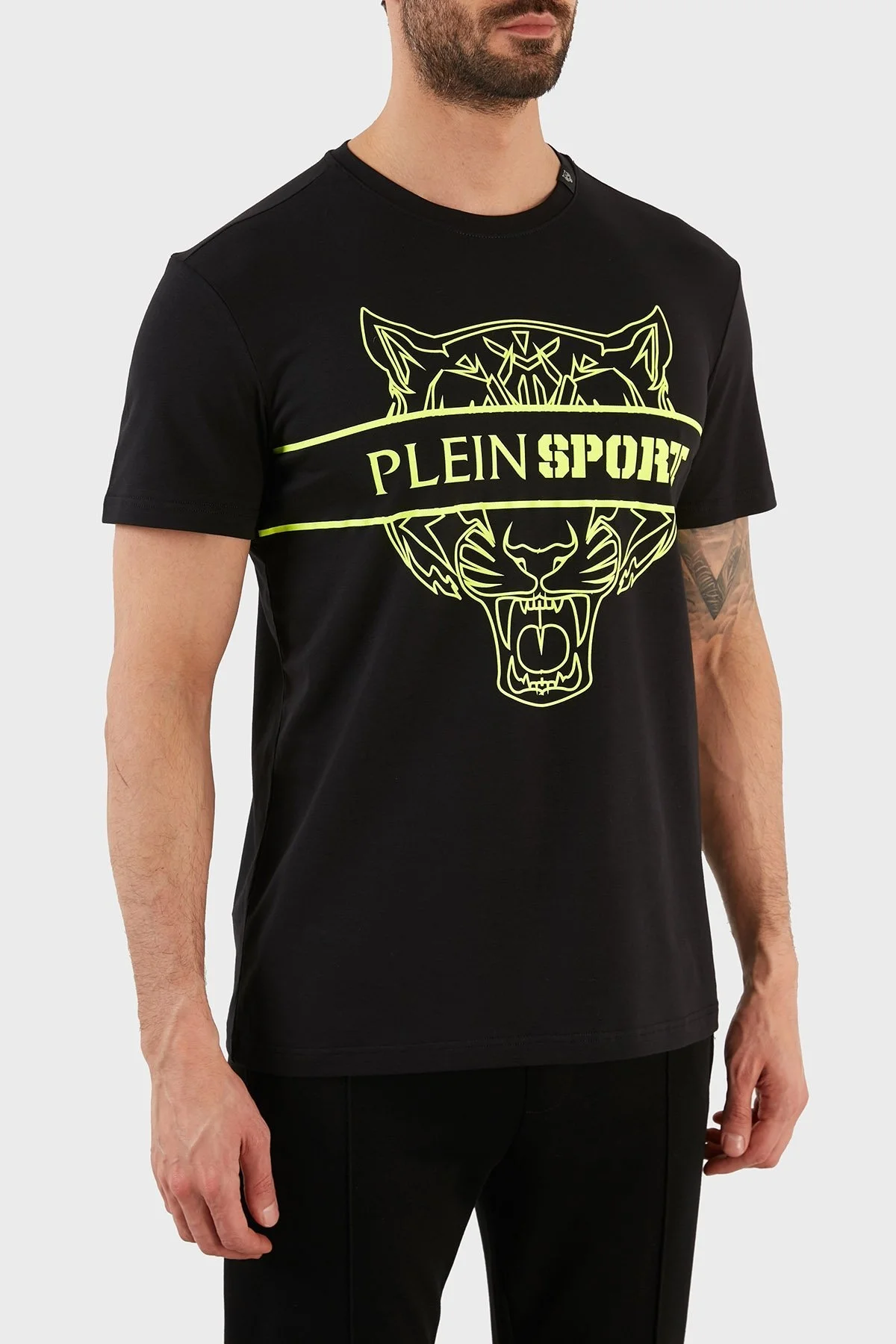 Plein Sport Logolu Bisiklet Yaka Pamuklu Erkek T Shirt TIPS112IT99 SİYAH - 4