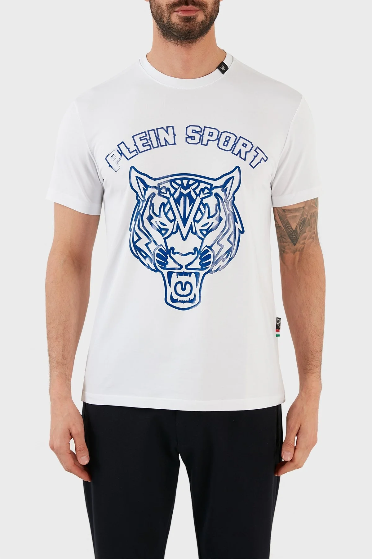 Plein Sport Logolu Bisiklet Yaka Pamuklu Erkek T Shirt TIPS113IT01 BEYAZ - 1