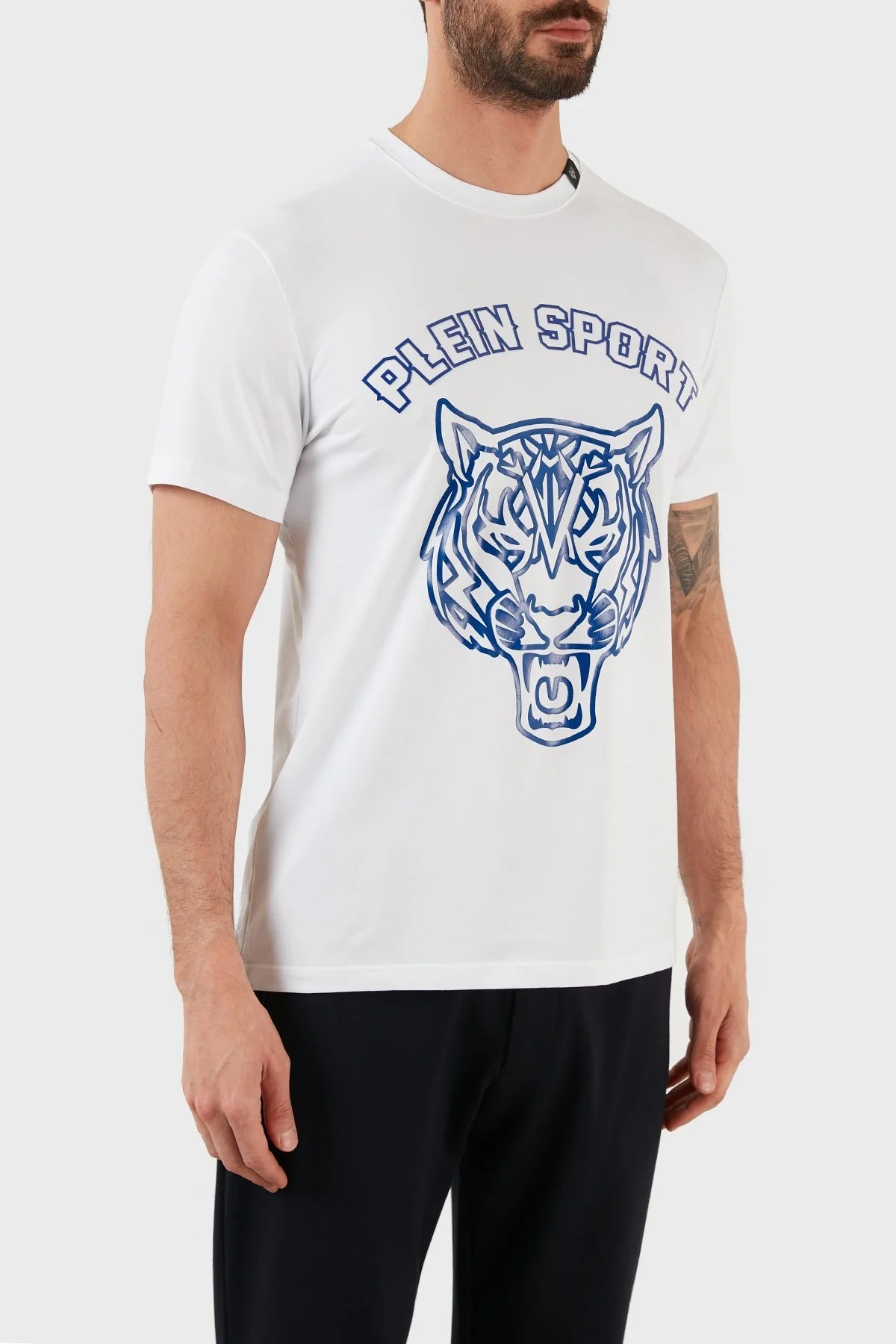 Plein Sport Logolu Bisiklet Yaka Pamuklu Erkek T Shirt TIPS113IT01 BEYAZ - 4