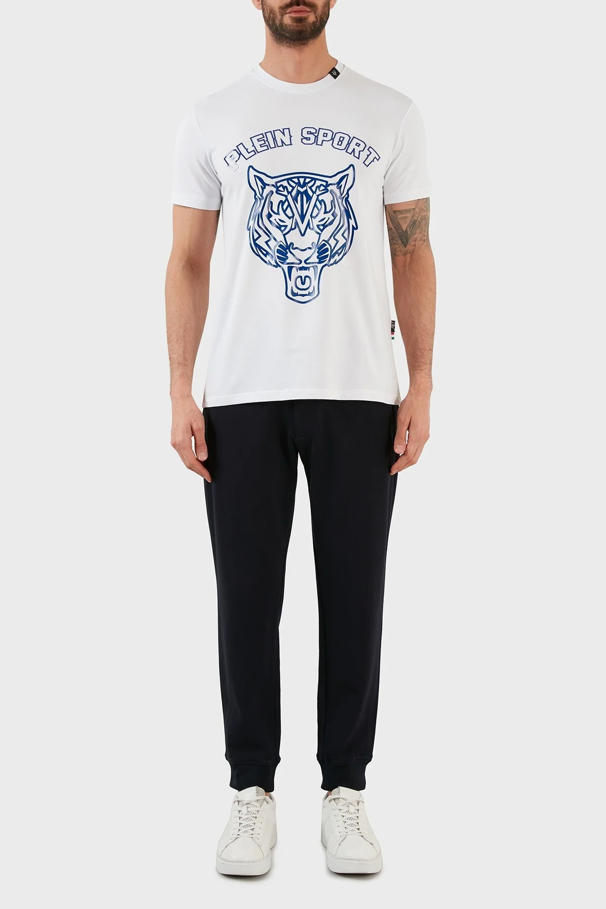 Plein Sport Logolu Bisiklet Yaka Pamuklu Erkek T Shirt TIPS113IT01 BEYAZ - 5