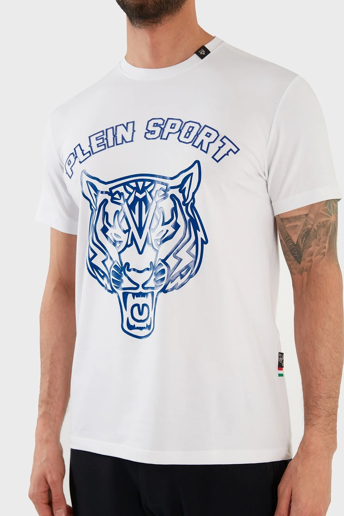 Plein Sport Logolu Bisiklet Yaka Pamuklu Erkek T Shirt TIPS113IT01 BEYAZ - 6