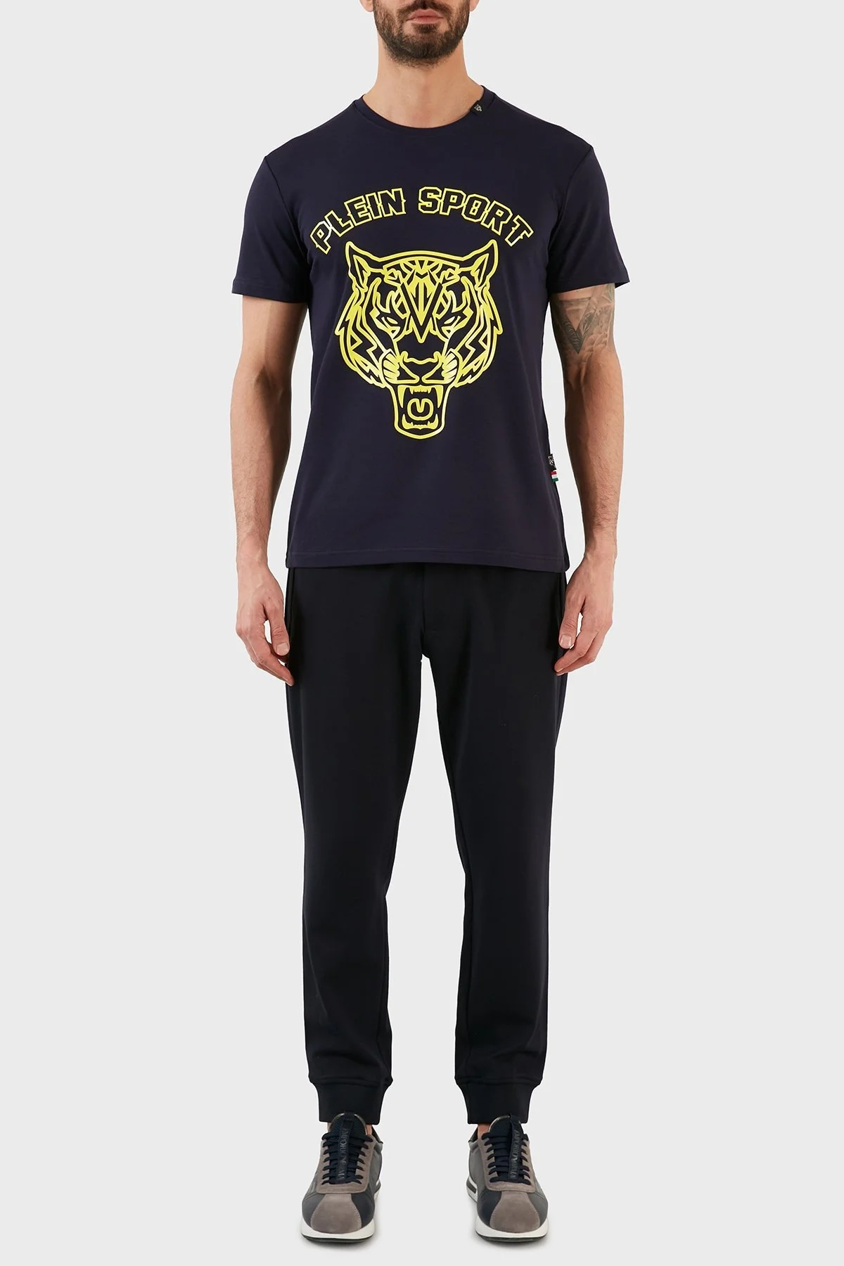 Plein Sport Logolu Bisiklet Yaka Pamuklu Erkek T Shirt TIPS113IT85 LACİVERT - 4