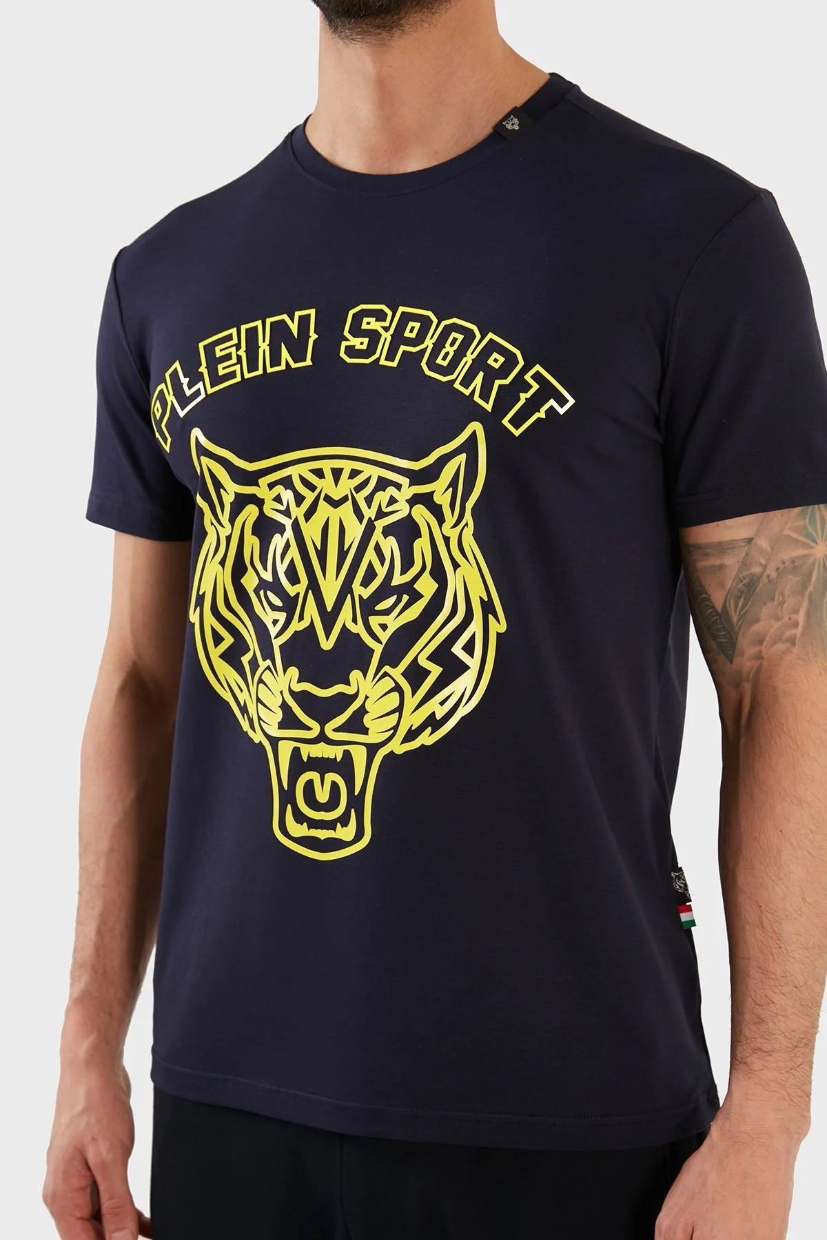 Plein Sport Logolu Bisiklet Yaka Pamuklu Erkek T Shirt TIPS113IT85 LACİVERT - 5