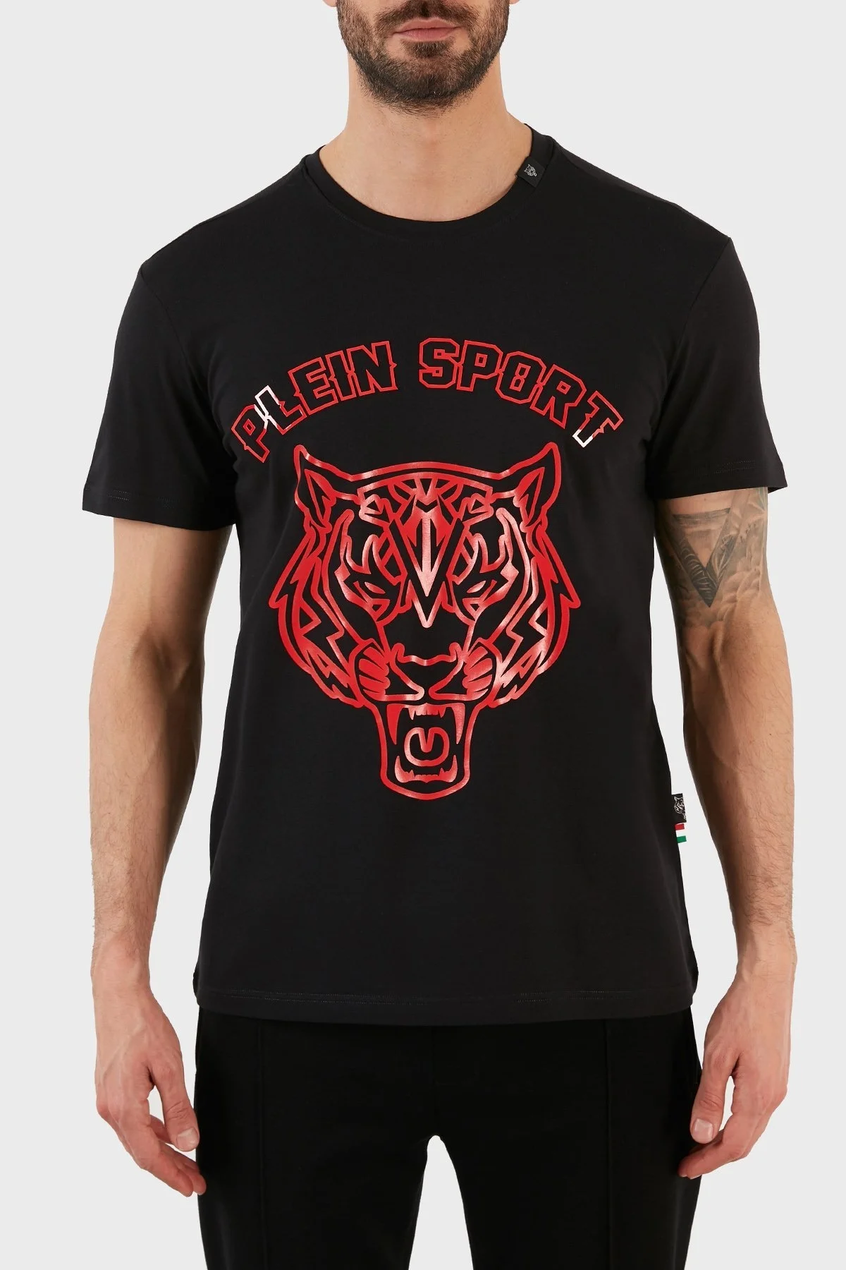 Plein Sport Logolu Bisiklet Yaka Pamuklu Erkek T Shirt TIPS113IT99 SİYAH - 1