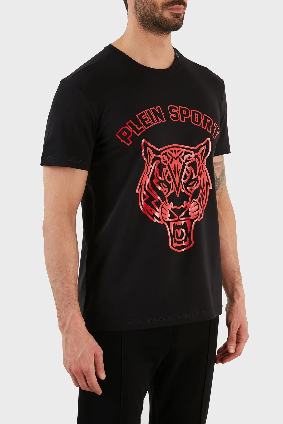 Plein Sport Logolu Bisiklet Yaka Pamuklu Erkek T Shirt TIPS113IT99 SİYAH - 4