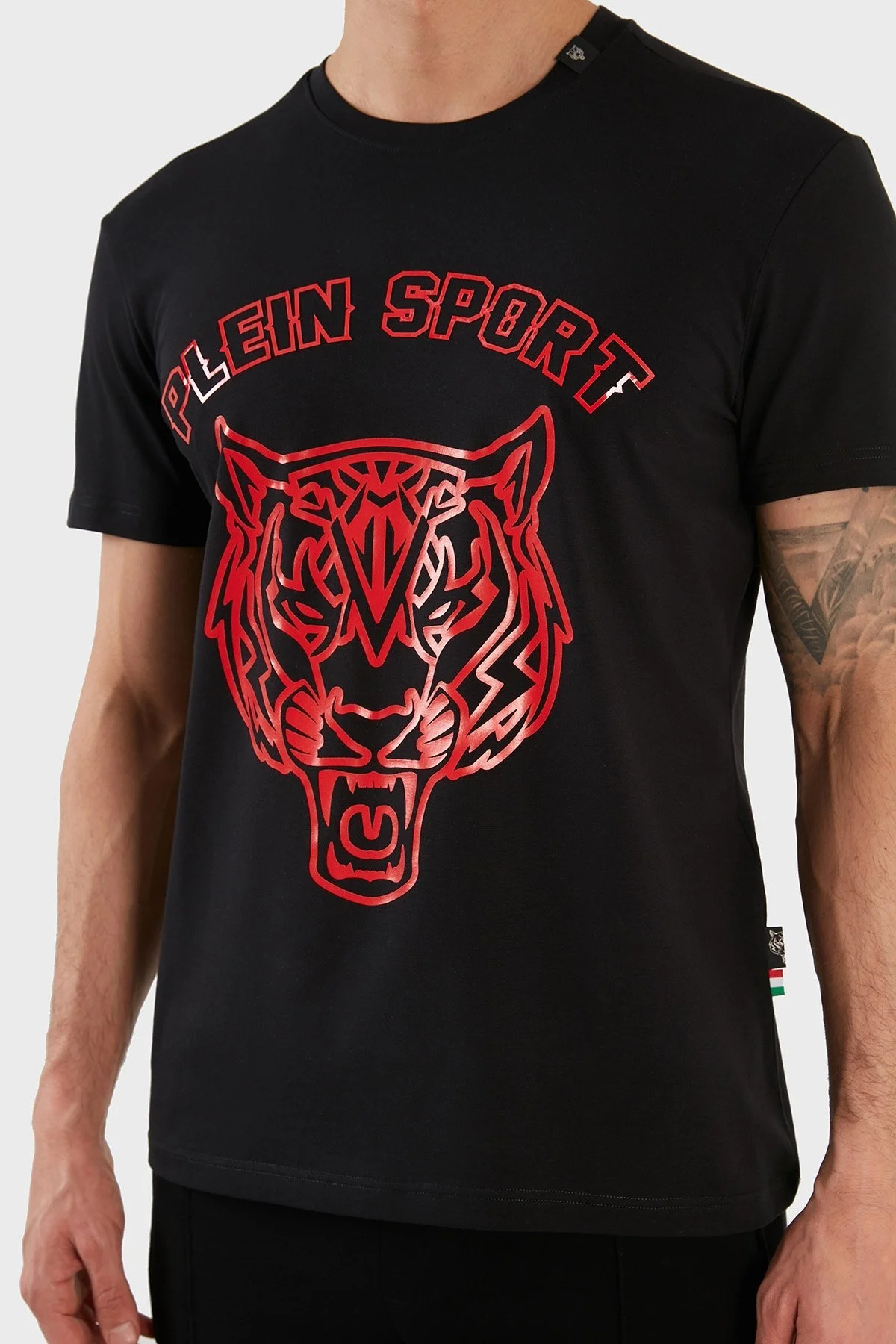 Plein Sport Logolu Bisiklet Yaka Pamuklu Erkek T Shirt TIPS113IT99 SİYAH - 6