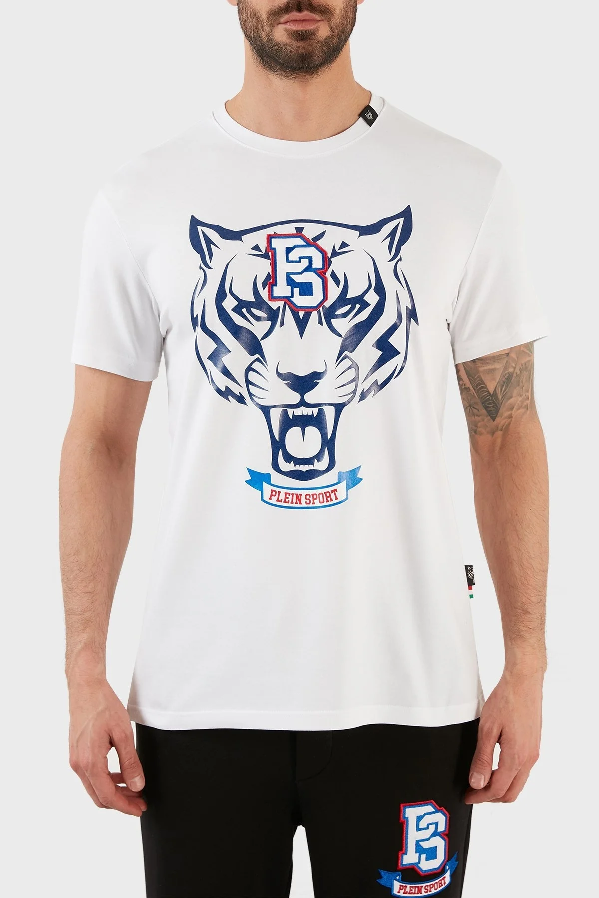 Plein Sport Logolu Bisiklet Yaka Pamuklu Erkek T Shirt TIPS120TN01 BEYAZ - 1