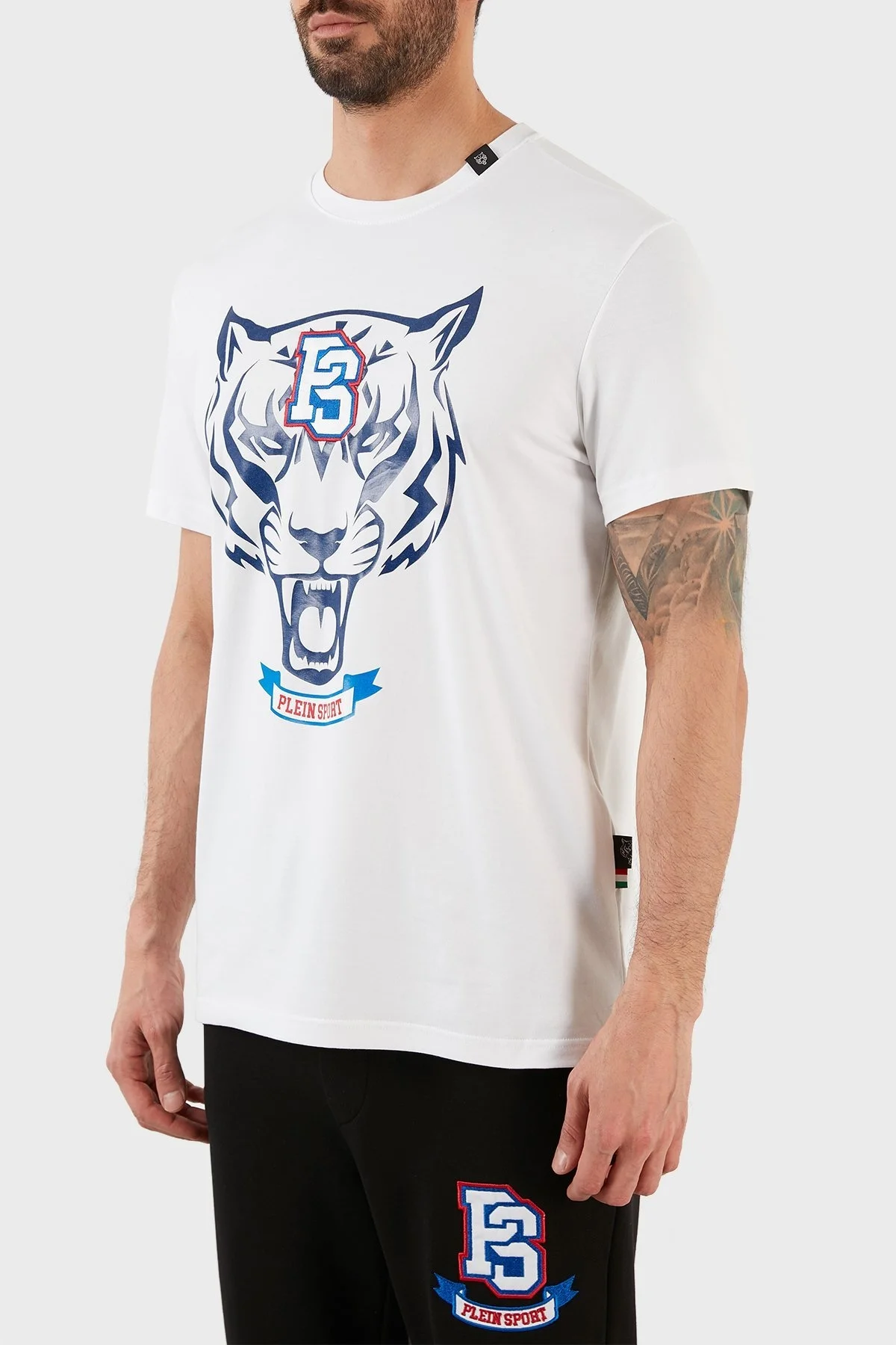 Plein Sport Logolu Bisiklet Yaka Pamuklu Erkek T Shirt TIPS120TN01 BEYAZ - 3