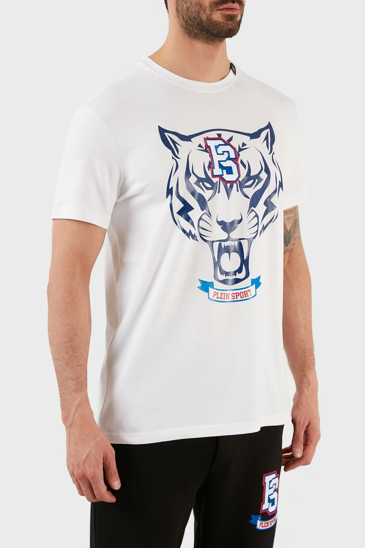 Plein Sport Logolu Bisiklet Yaka Pamuklu Erkek T Shirt TIPS120TN01 BEYAZ - 4