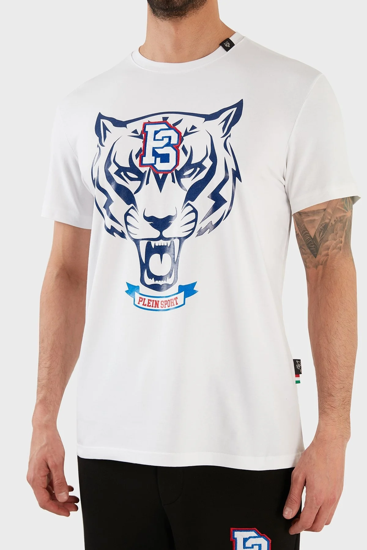 Plein Sport Logolu Bisiklet Yaka Pamuklu Erkek T Shirt TIPS120TN01 BEYAZ - 6