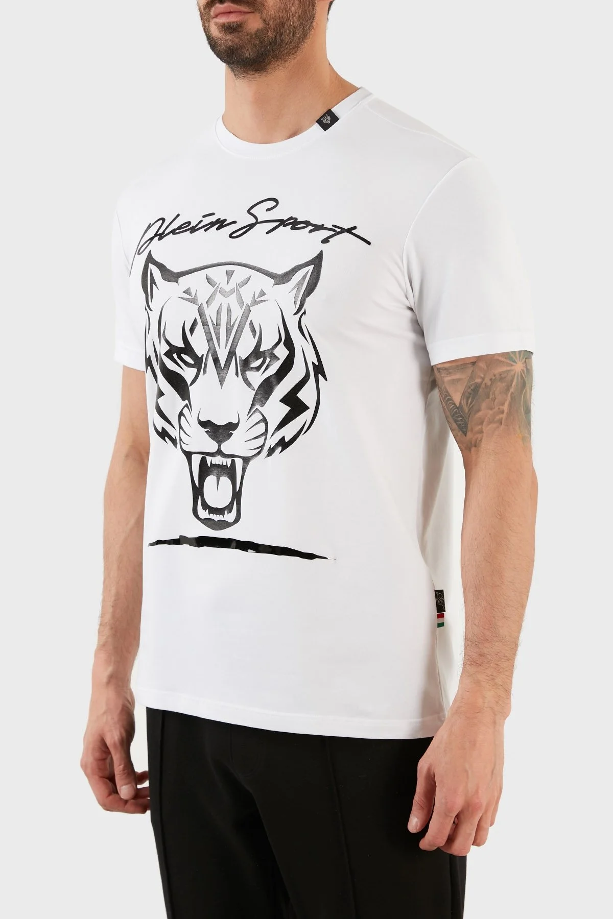 Plein Sport Logolu Bisiklet Yaka Pamuklu Erkek T Shirt TIPS123IT01 BEYAZ - 3