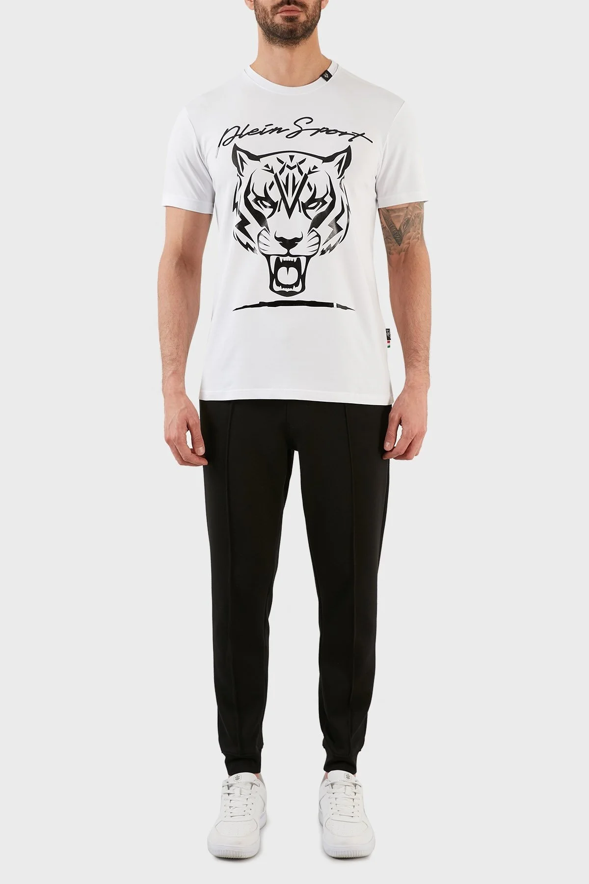 Plein Sport Logolu Bisiklet Yaka Pamuklu Erkek T Shirt TIPS123IT01 BEYAZ - 5