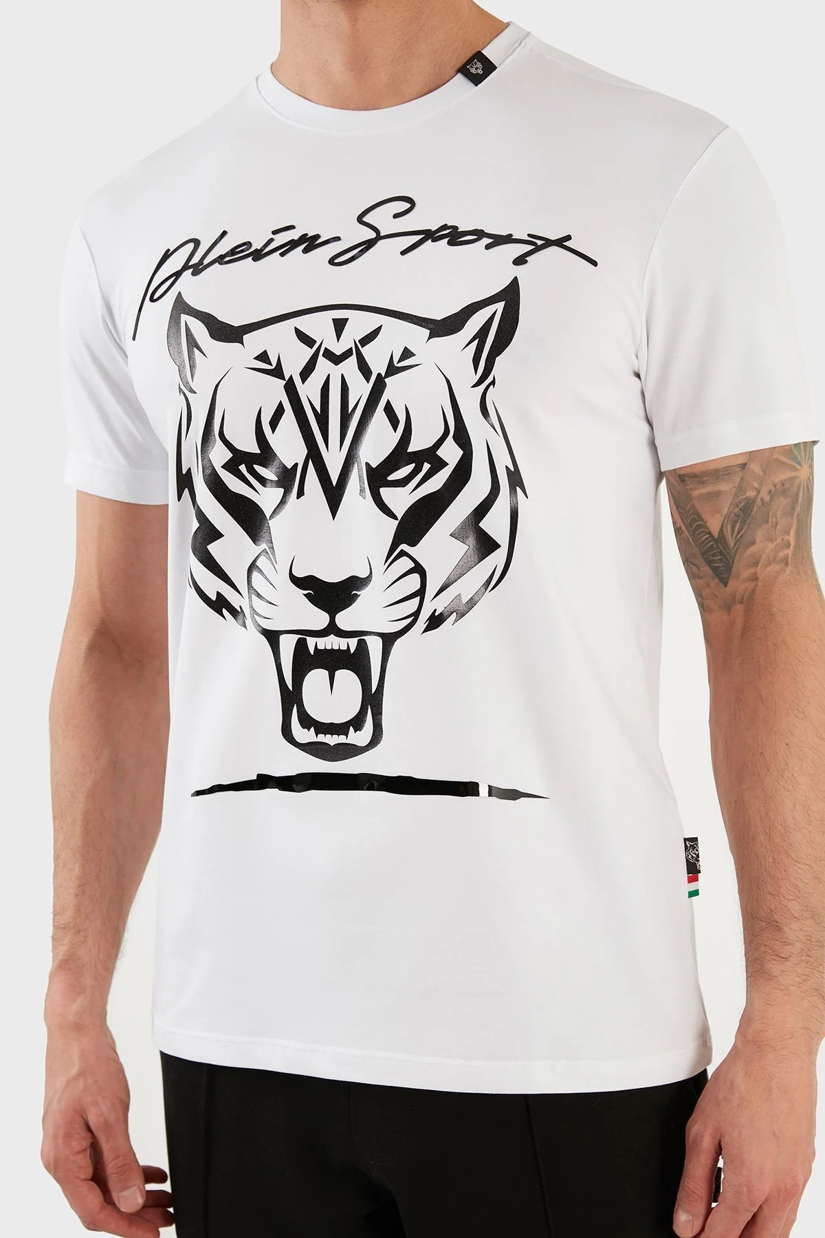 Plein Sport Logolu Bisiklet Yaka Pamuklu Erkek T Shirt TIPS123IT01 BEYAZ - 6