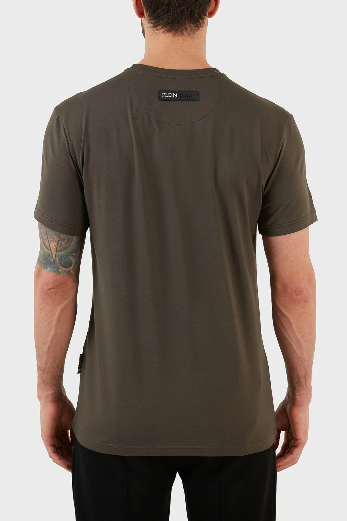 Plein Sport Logolu Bisiklet Yaka Pamuklu Erkek T Shirt TIPS123IT32 HAKİ - 3