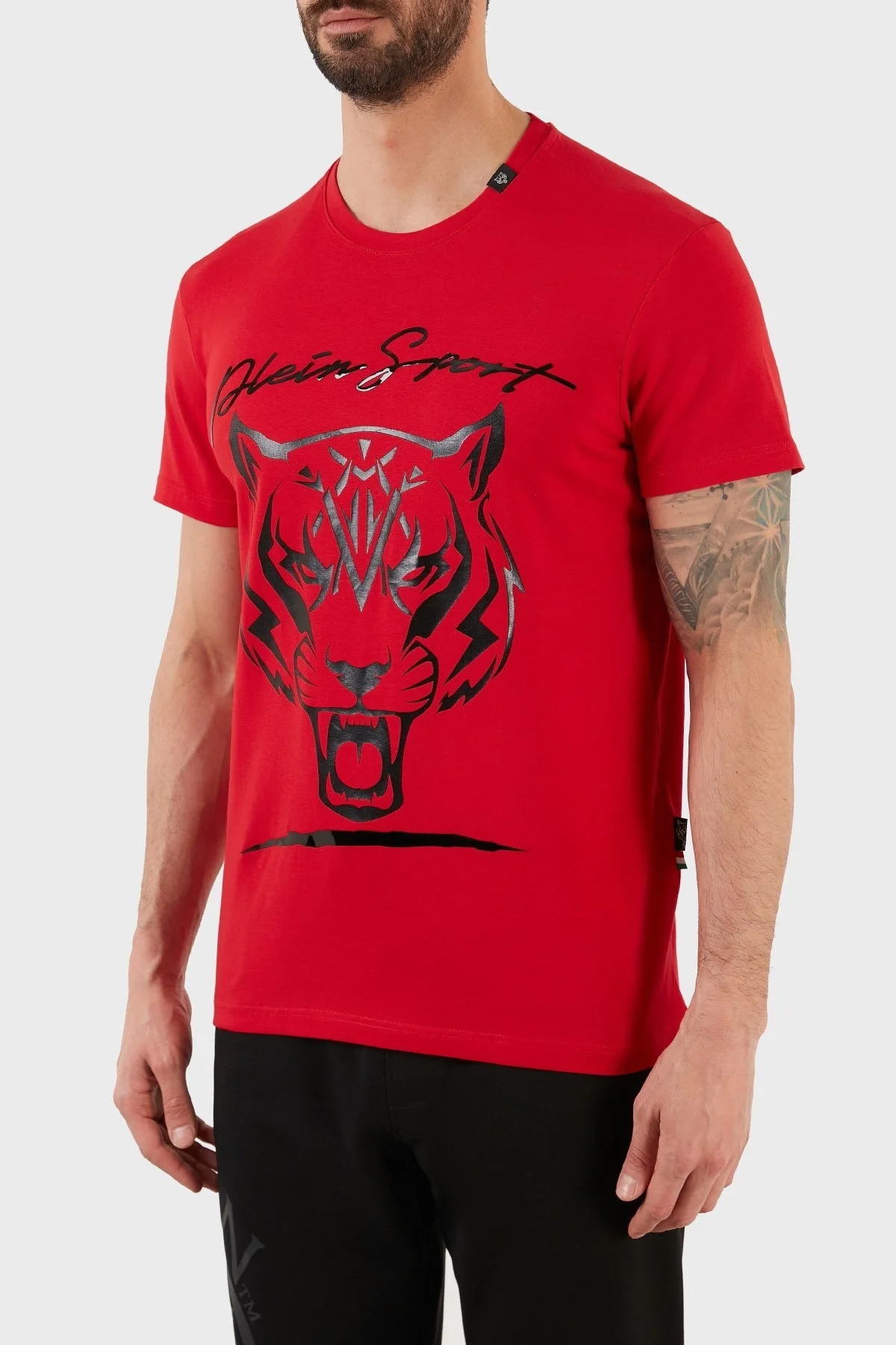 Plein Sport Logolu Bisiklet Yaka Pamuklu Erkek T Shirt TIPS123IT52 KIRMIZI - 3