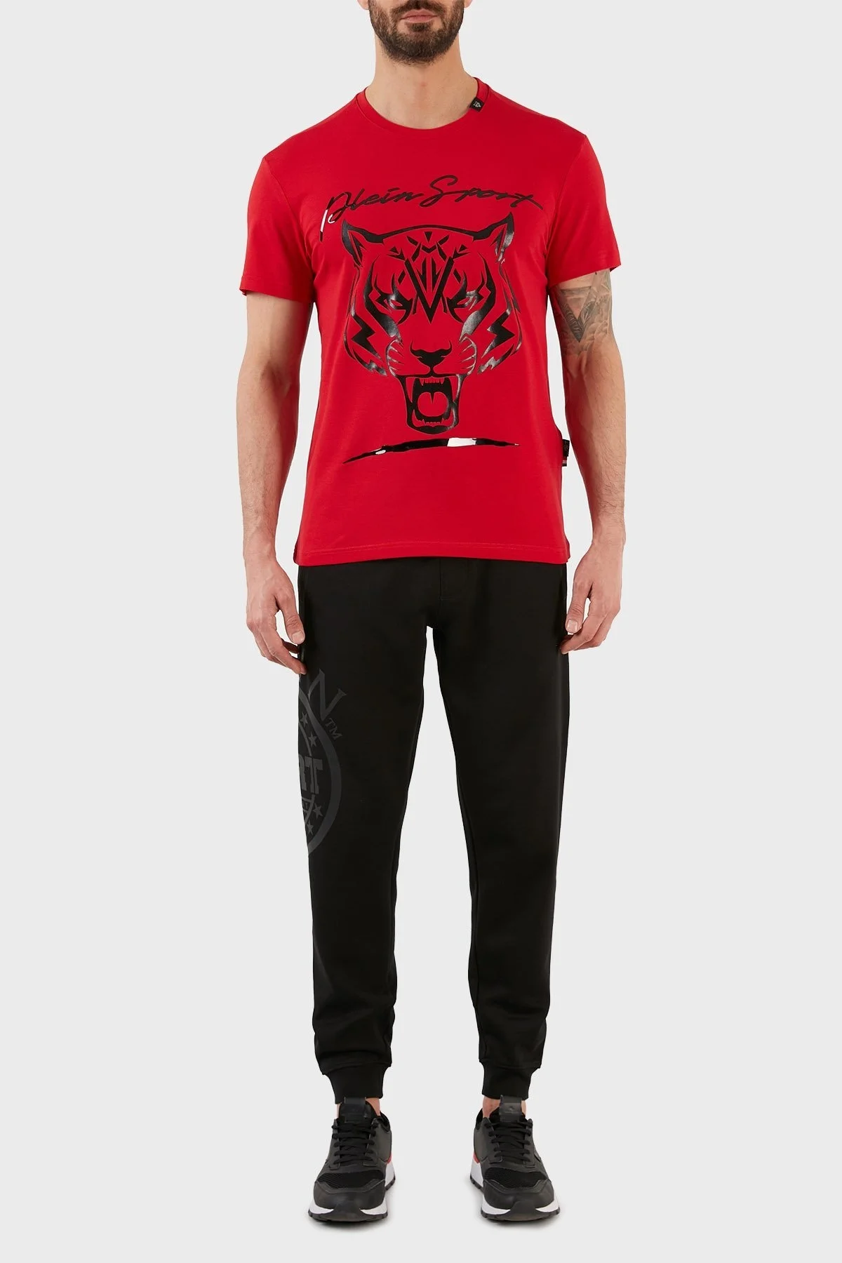 Plein Sport Logolu Bisiklet Yaka Pamuklu Erkek T Shirt TIPS123IT52 KIRMIZI - 5