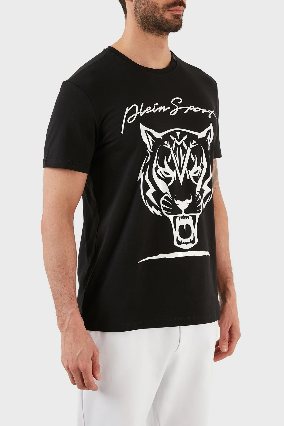 Plein Sport Logolu Bisiklet Yaka Pamuklu Erkek T Shirt TIPS123IT99 SİYAH - 4