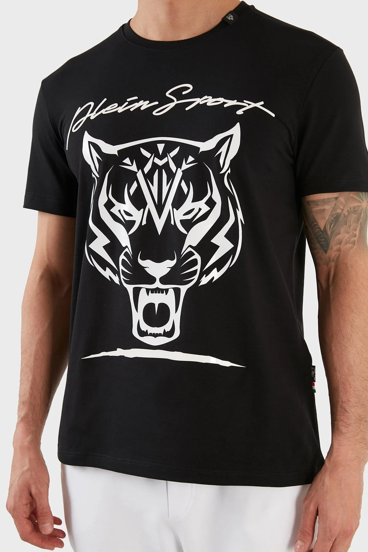 Plein Sport Logolu Bisiklet Yaka Pamuklu Erkek T Shirt TIPS123IT99 SİYAH - 6