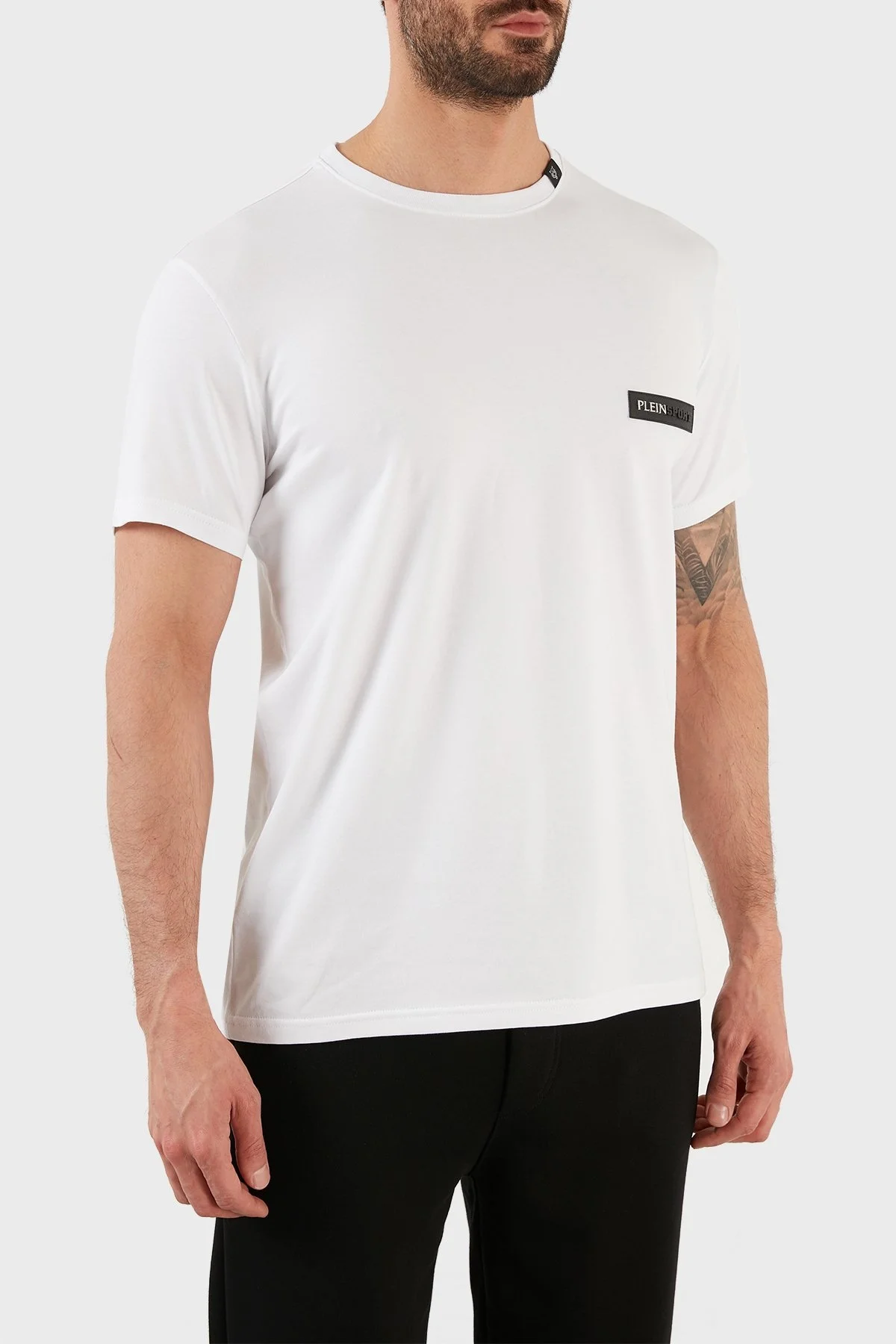 Plein Sport Logolu Bisiklet Yaka Pamuklu Erkek T Shirt TIPS126TN01 BEYAZ - 4